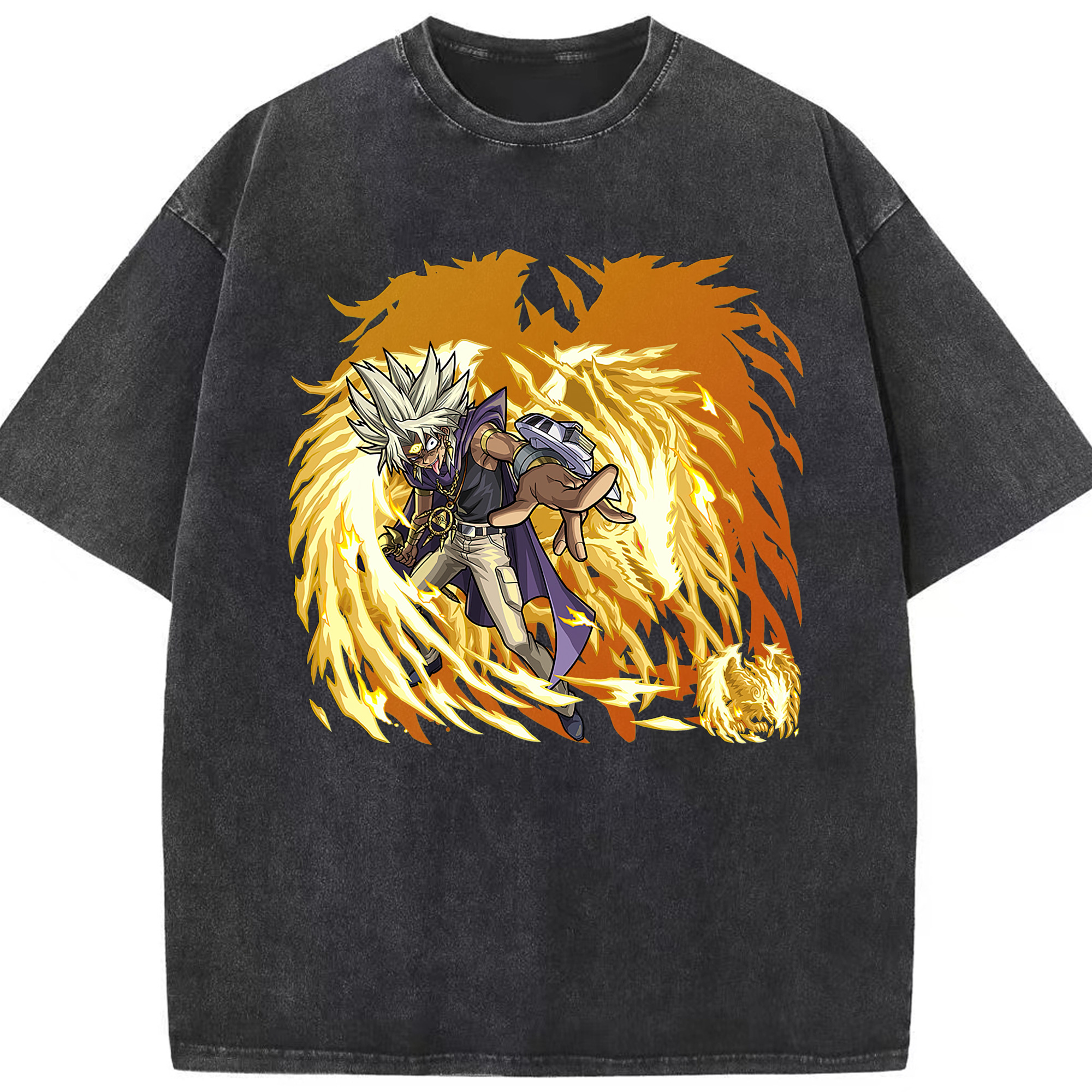 （画像用） 遊☆戯☆王 Yu-Gi-Oh! 綿100% ヴィンテージ風 半袖Tシャツ（フロントプリント）