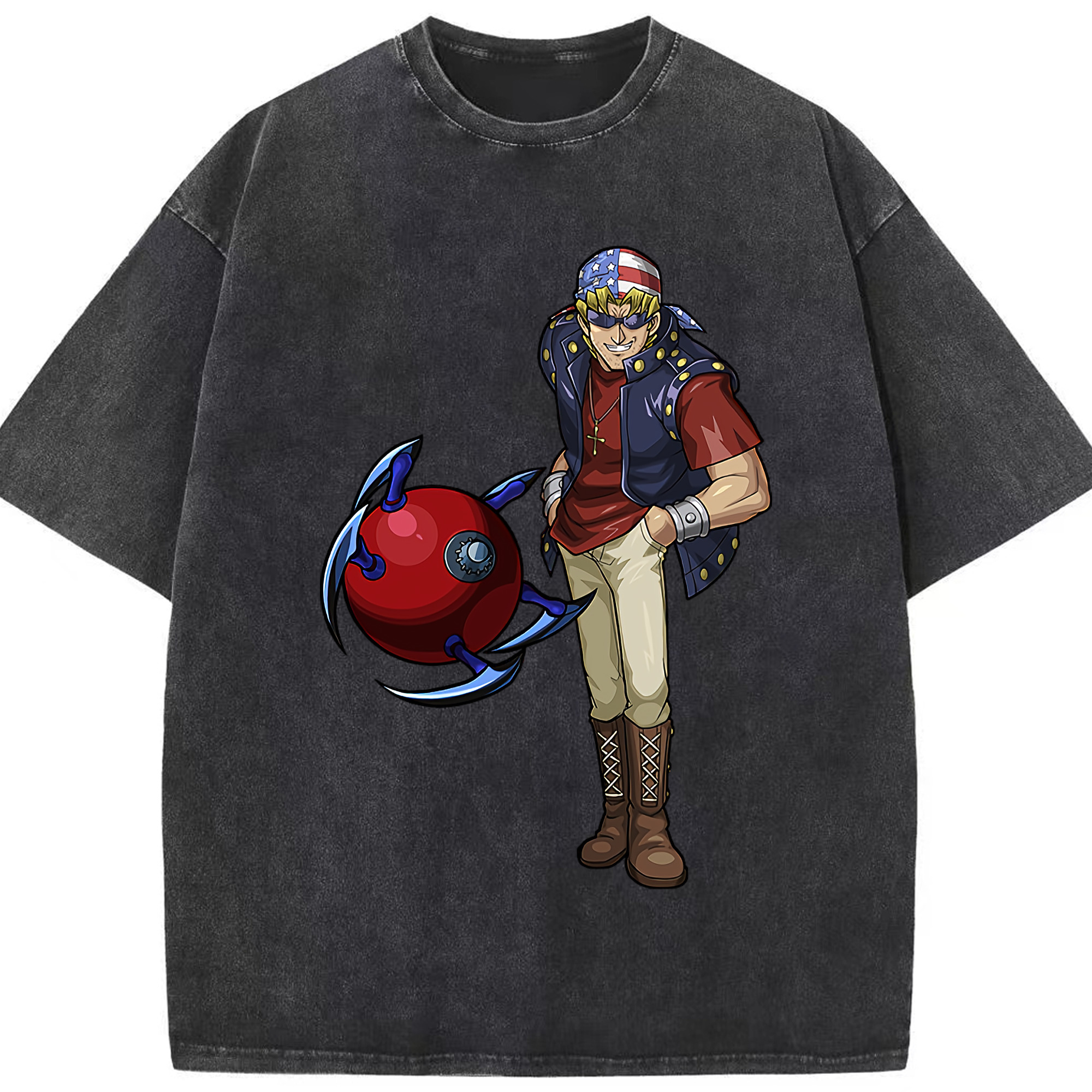 （画像用） 遊☆戯☆王 Yu-Gi-Oh! 綿100% ヴィンテージ風 半袖Tシャツ（フロントプリント）
