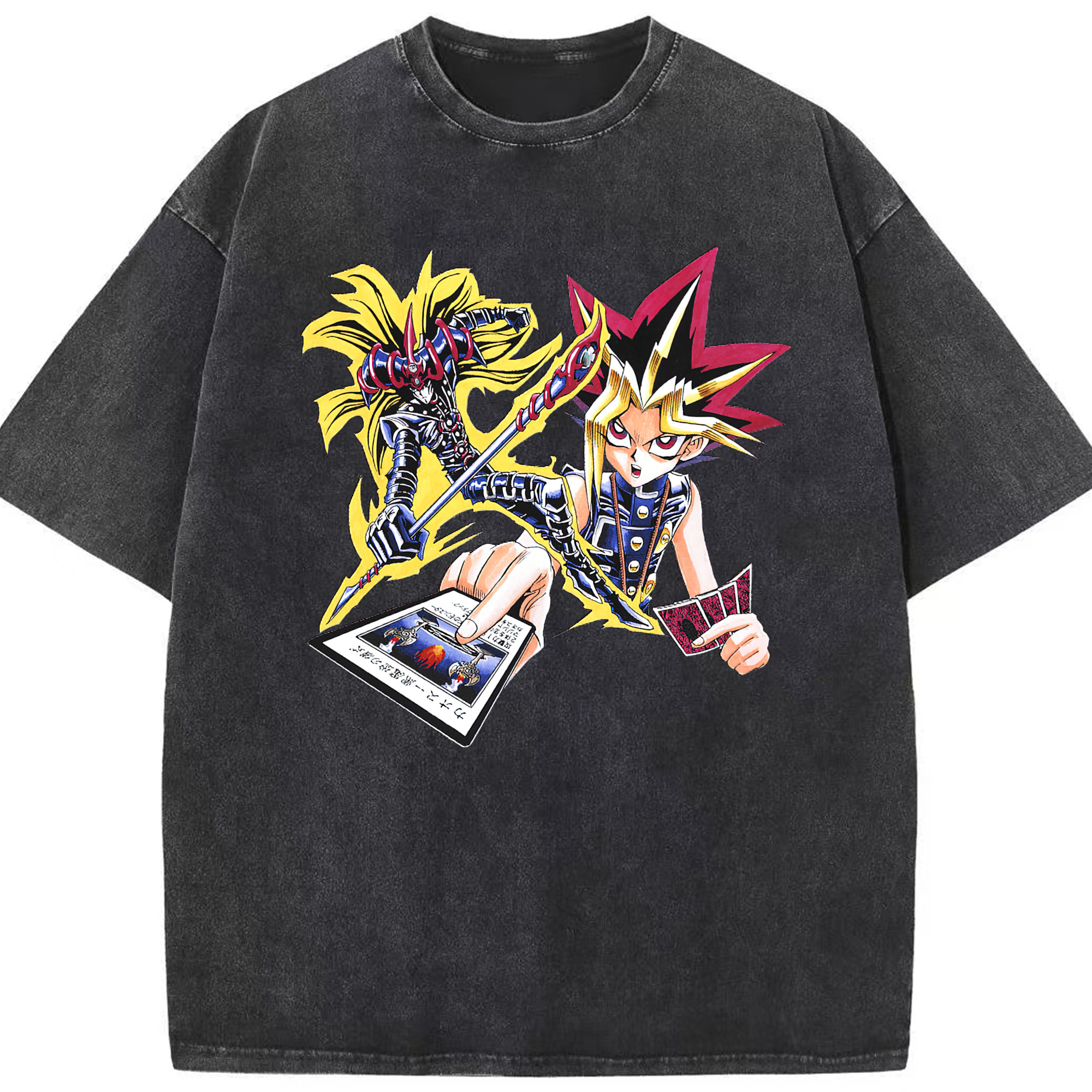 （画像用） 遊☆戯☆王 Yu-Gi-Oh! 綿100% ヴィンテージ風 半袖Tシャツ（フロントプリント）