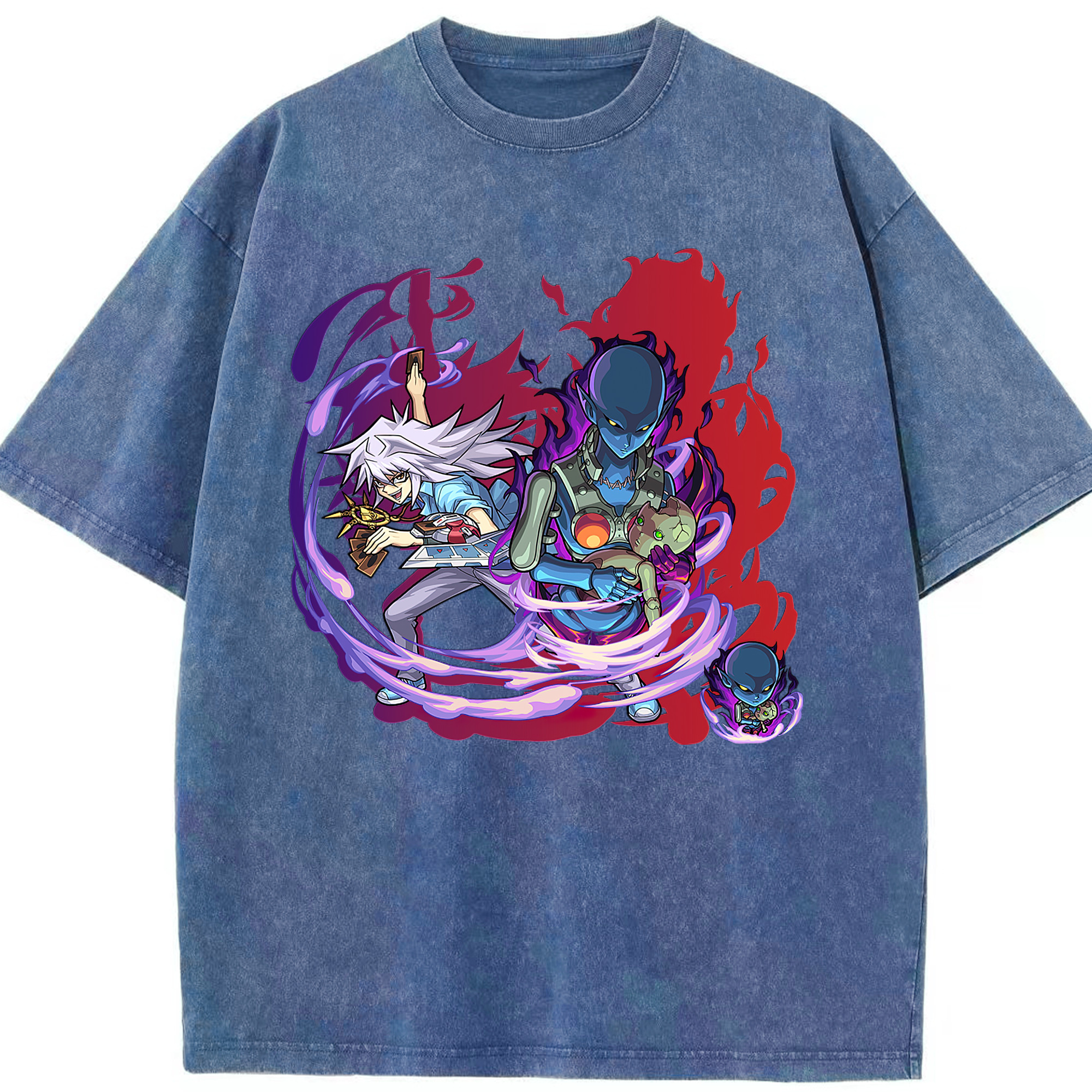 （画像用） 遊☆戯☆王 Yu-Gi-Oh! 綿100% ヴィンテージ風 半袖Tシャツ（フロントプリント）