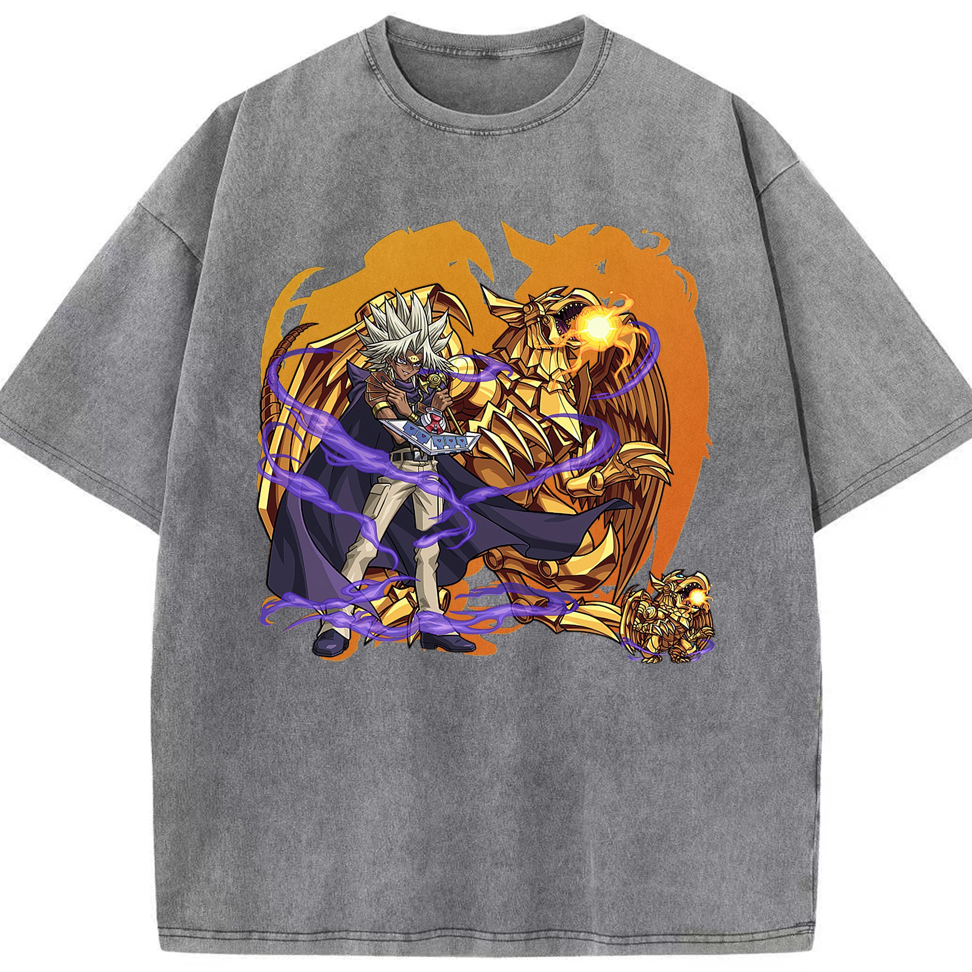 （画像用） 遊☆戯☆王 Yu-Gi-Oh! 綿100% ヴィンテージ風 半袖Tシャツ（フロントプリント）