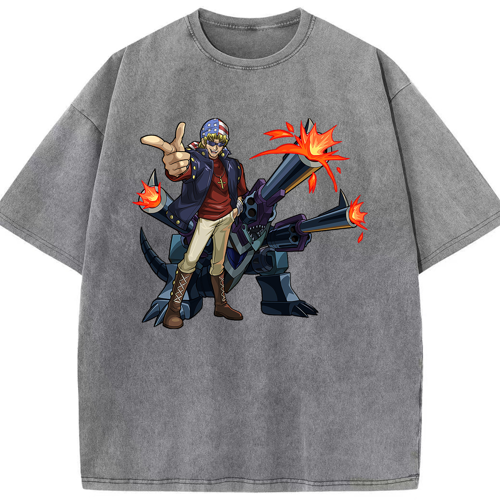 （画像用） 遊☆戯☆王 Yu-Gi-Oh! 綿100% ヴィンテージ風 半袖Tシャツ（フロントプリント）