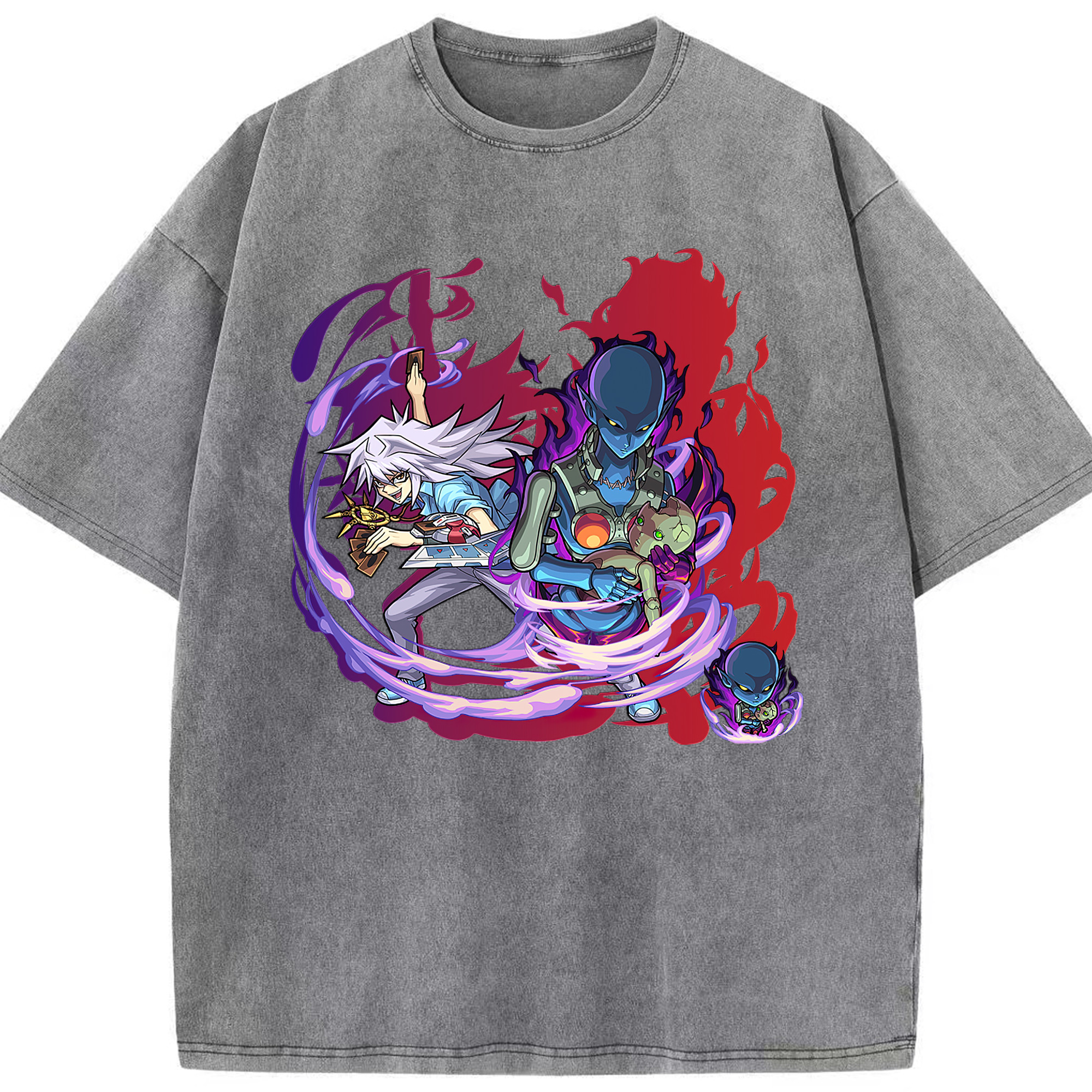 （画像用） 遊☆戯☆王 Yu-Gi-Oh! 綿100% ヴィンテージ風 半袖Tシャツ（フロントプリント）