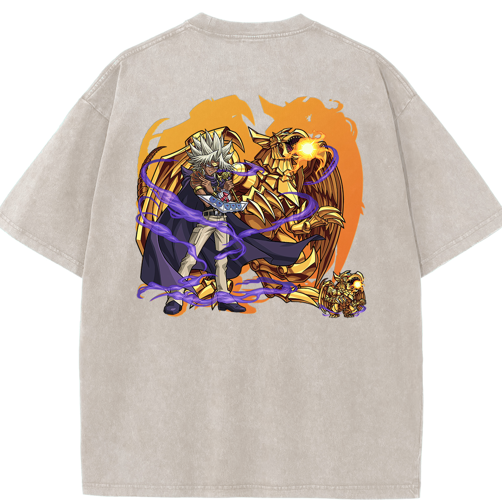 （画像用） 遊☆戯☆王 Yu-Gi-Oh! 綿100% ヴィンテージ風 半袖Tシャツ（背面プリント）