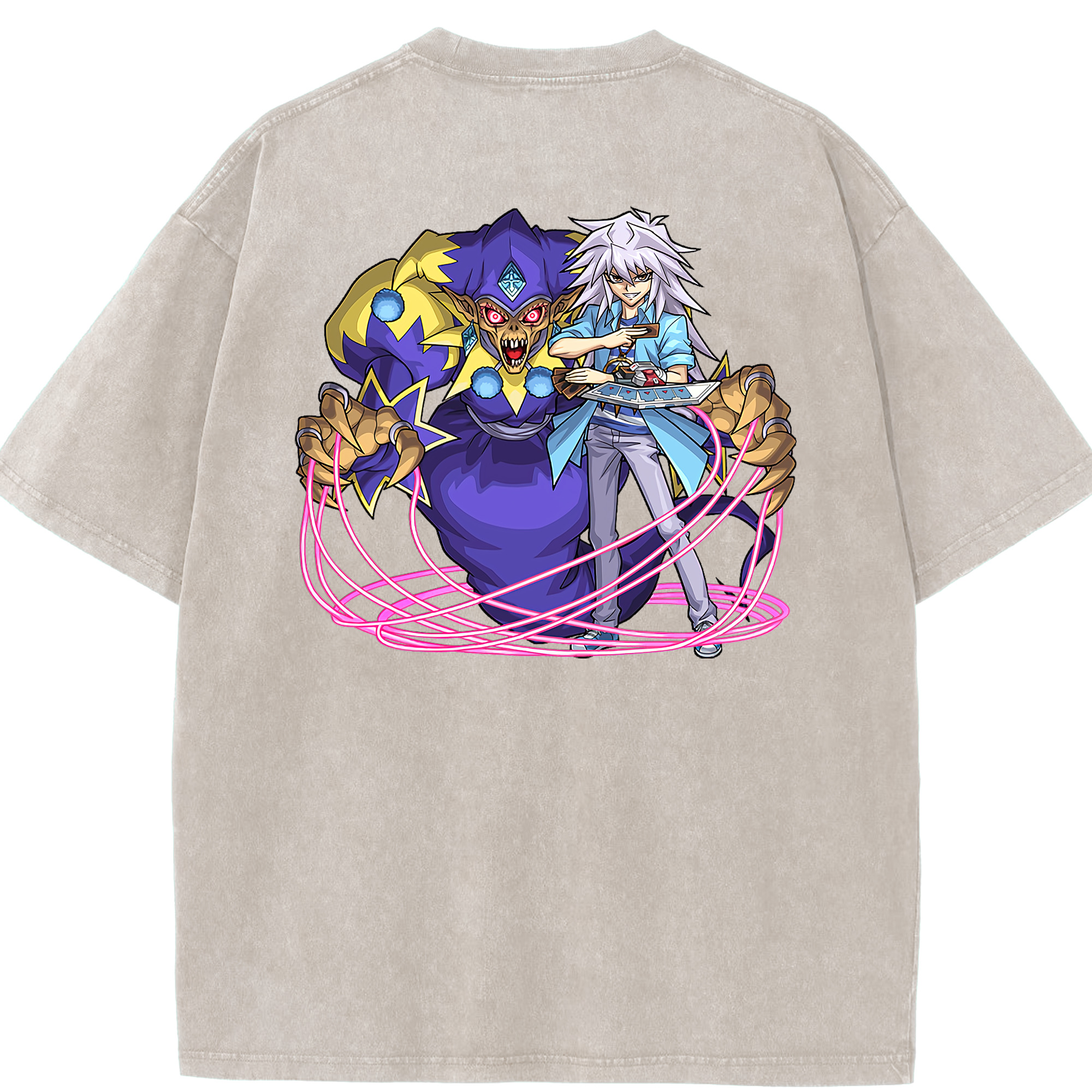 （画像用） 遊☆戯☆王 Yu-Gi-Oh! 綿100% ヴィンテージ風 半袖Tシャツ（背面プリント）