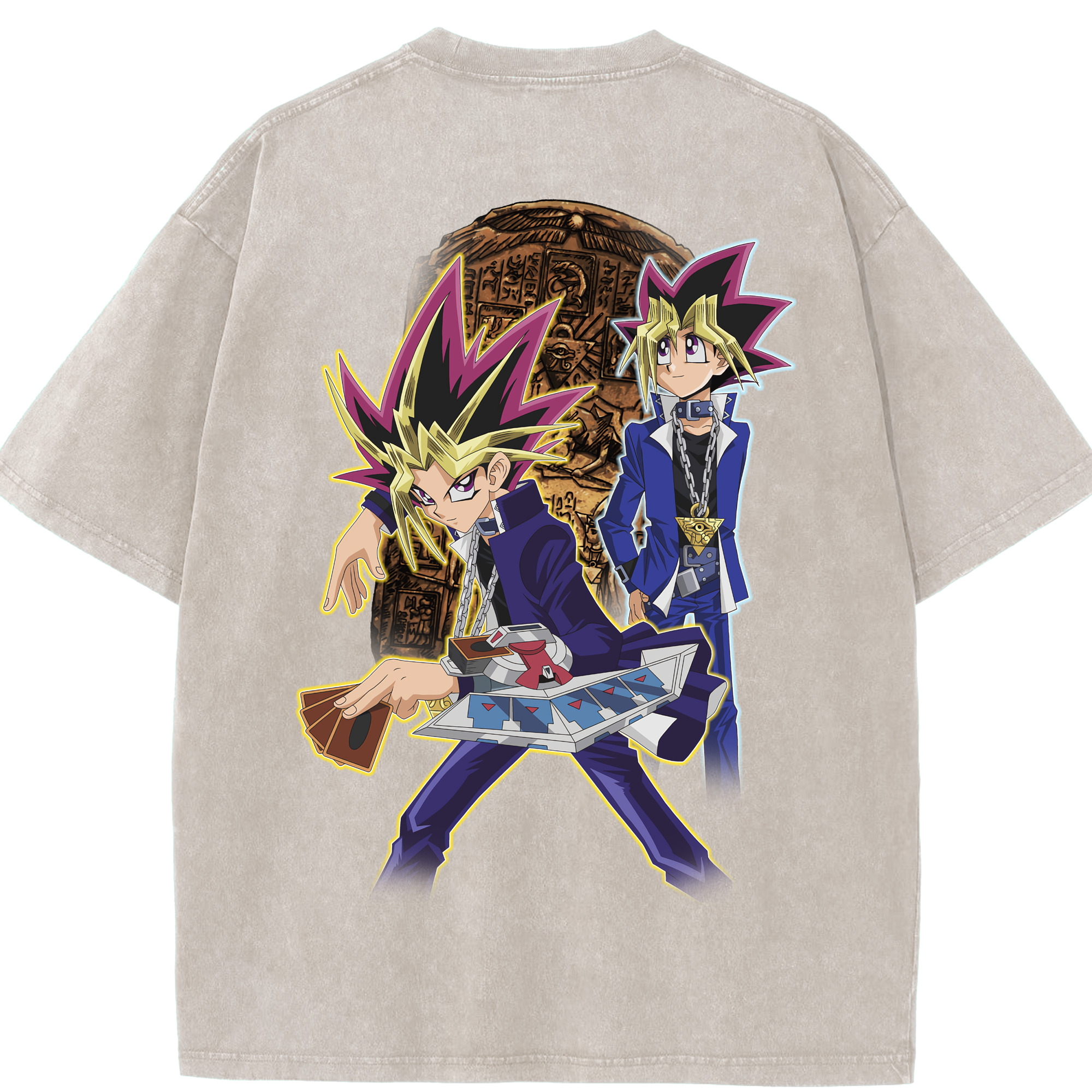 （画像用） 遊☆戯☆王 Yu-Gi-Oh! 綿100% ヴィンテージ風 半袖Tシャツ（背面プリント）