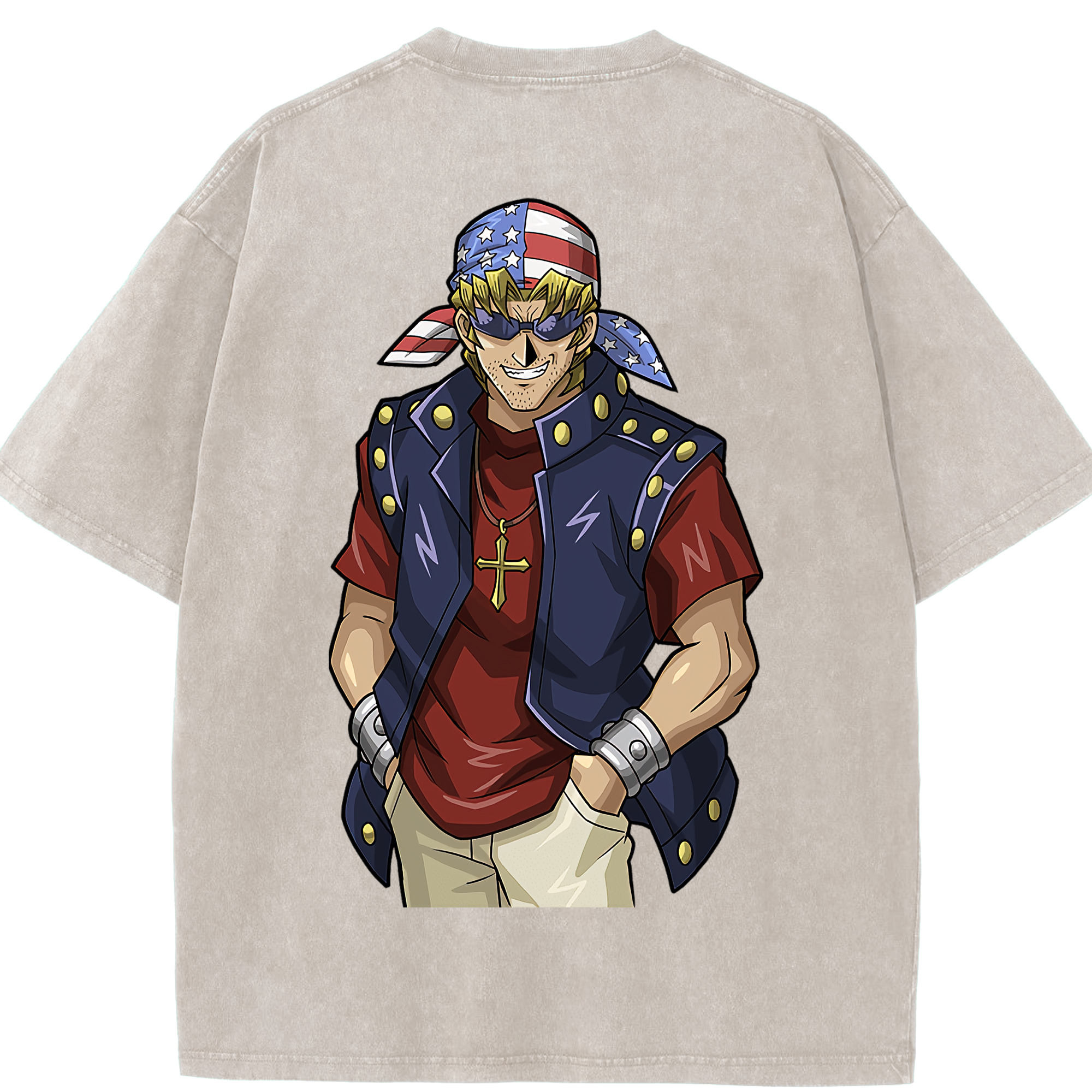 （画像用） 遊☆戯☆王 Yu-Gi-Oh! 綿100% ヴィンテージ風 半袖Tシャツ（背面プリント）