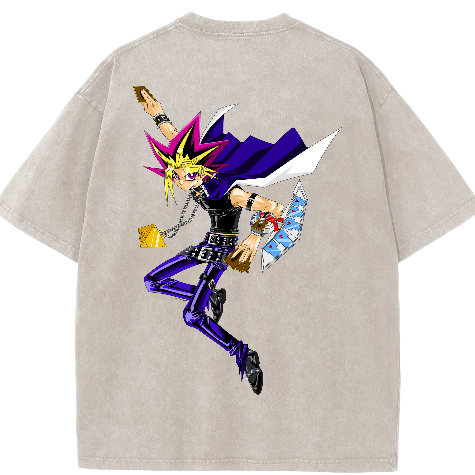 （画像用） 遊☆戯☆王 Yu-Gi-Oh! 綿100% ヴィンテージ風 半袖Tシャツ（背面プリント）