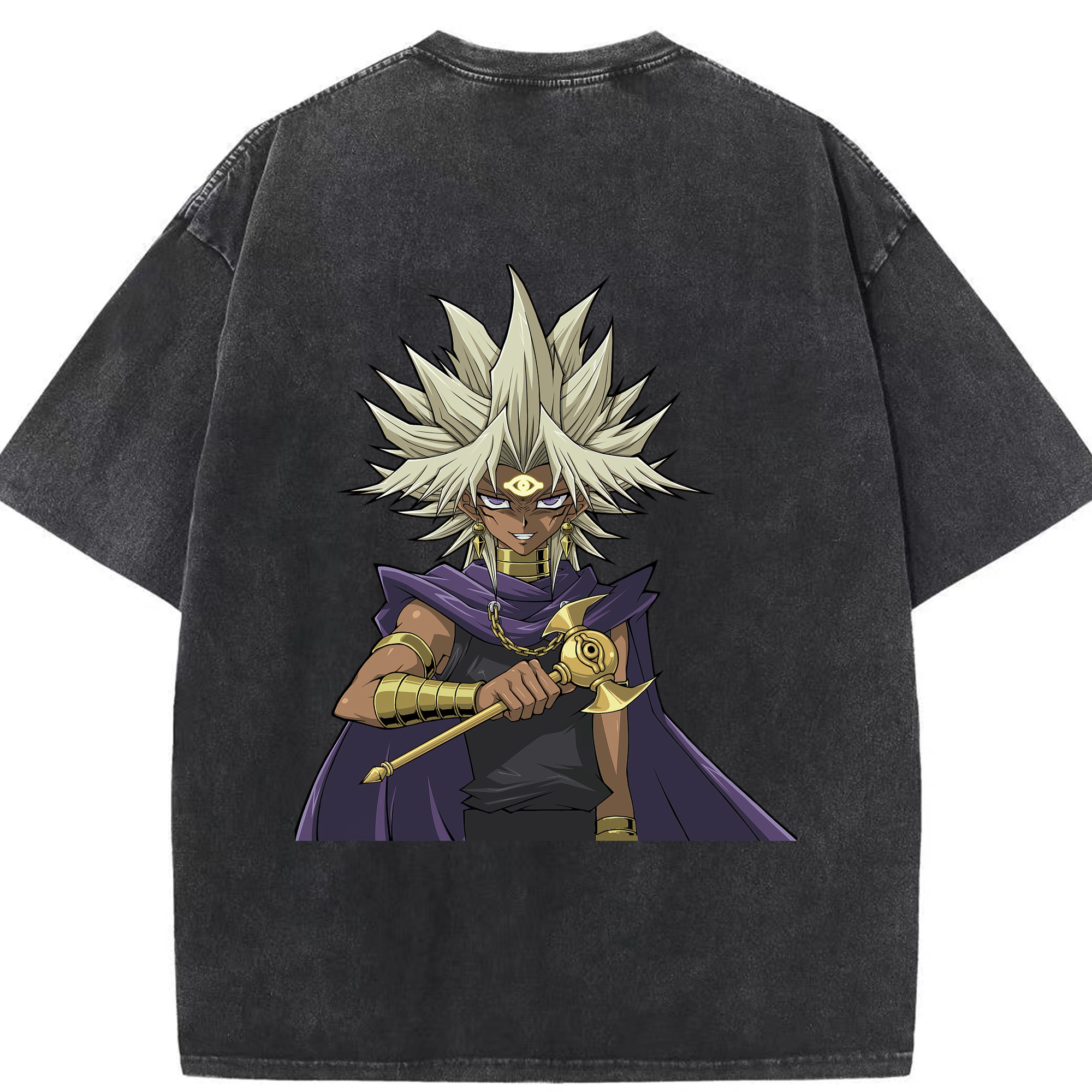 （画像用） 遊☆戯☆王 Yu-Gi-Oh! 綿100% ヴィンテージ風 半袖Tシャツ（背面プリント）