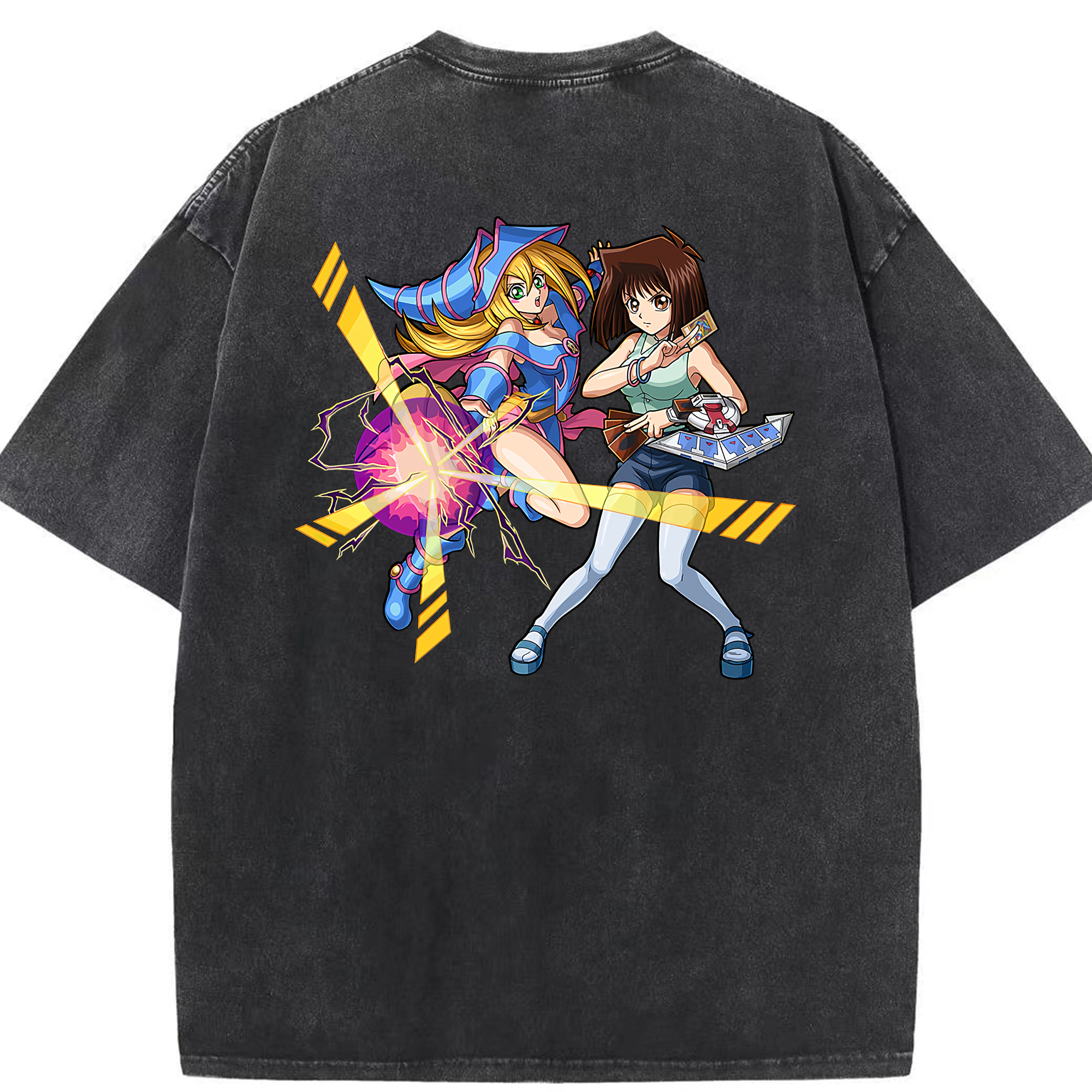 （画像用） 遊☆戯☆王 Yu-Gi-Oh! 綿100% ヴィンテージ風 半袖Tシャツ（背面プリント）