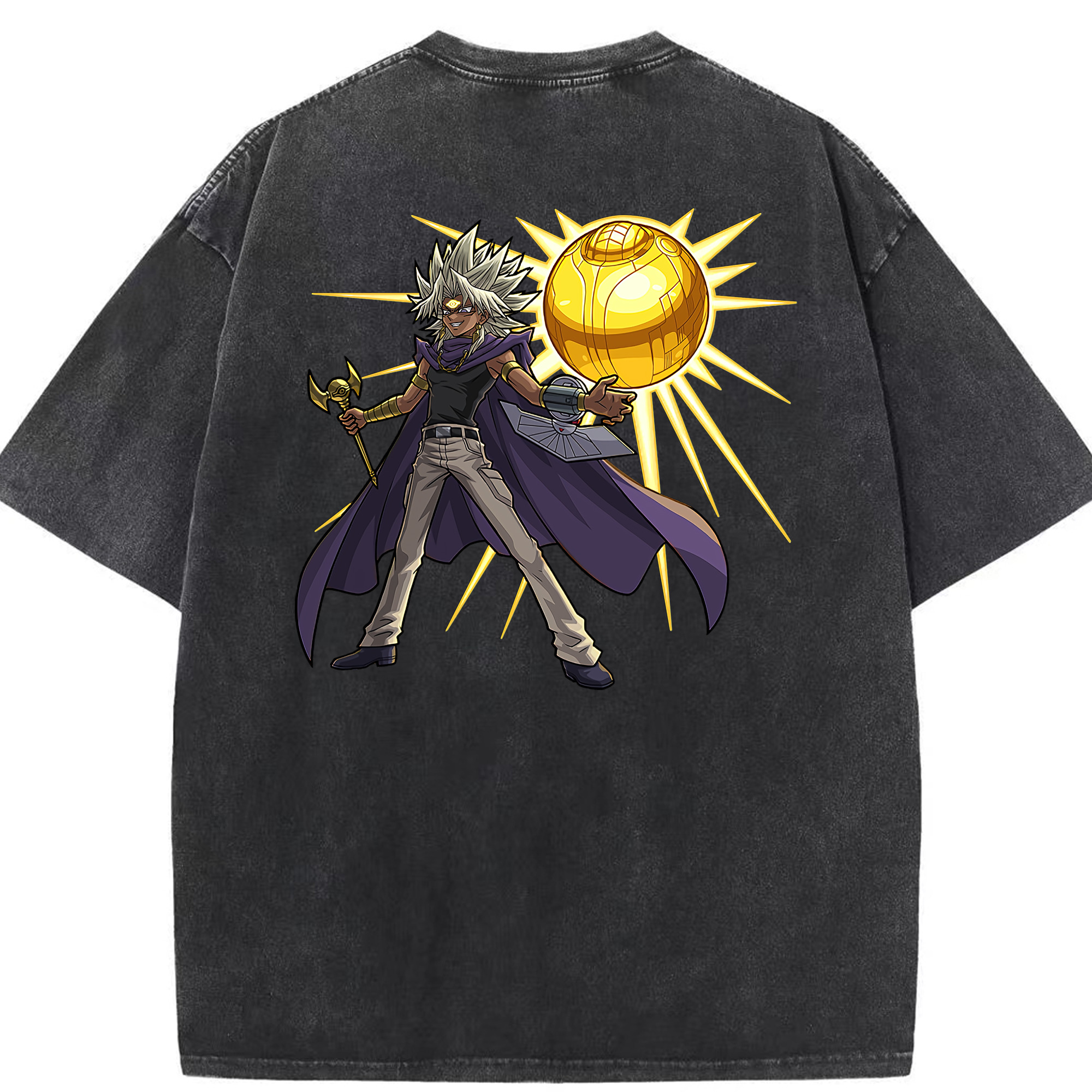 （画像用） 遊☆戯☆王 Yu-Gi-Oh! 綿100% ヴィンテージ風 半袖Tシャツ（背面プリント）