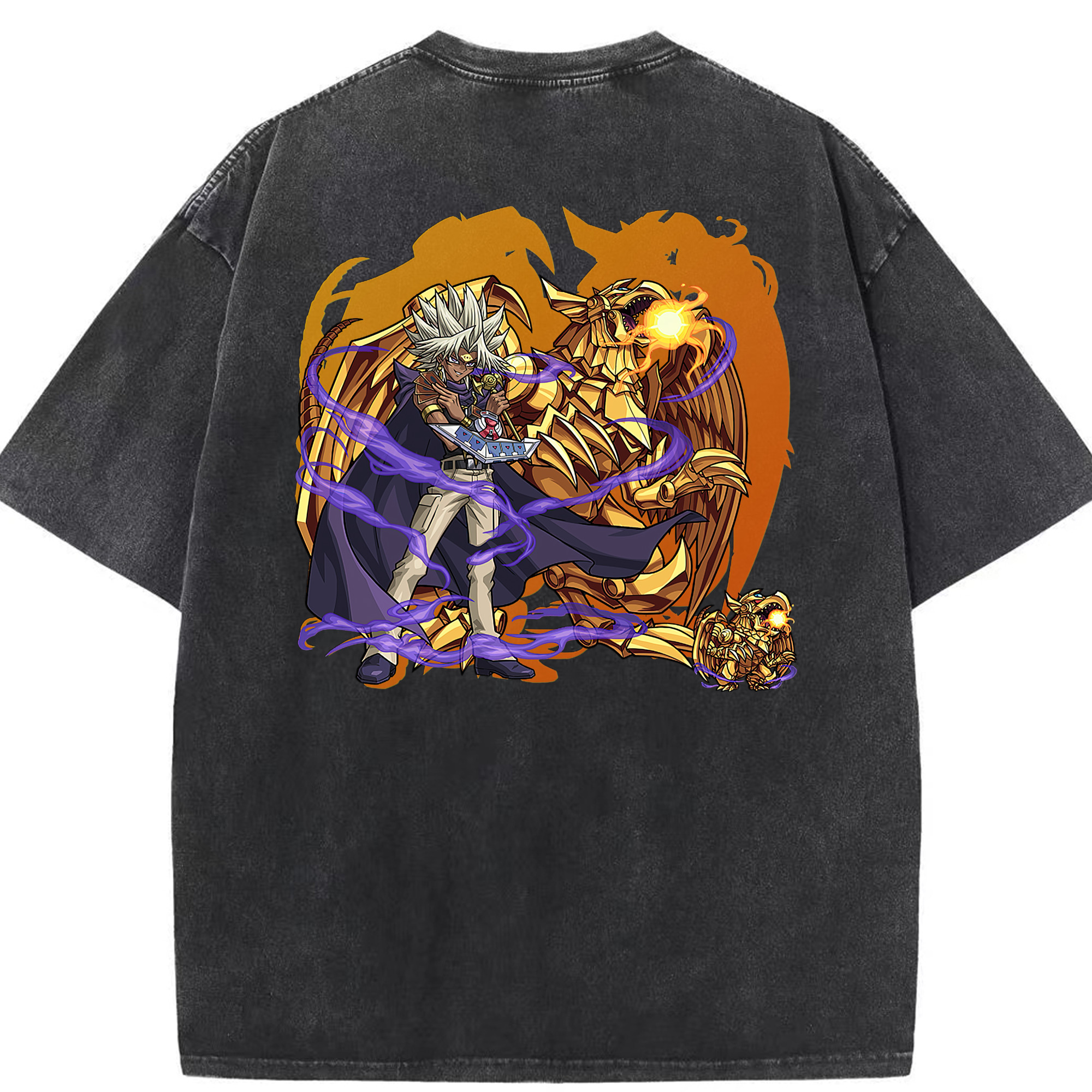 （画像用） 遊☆戯☆王 Yu-Gi-Oh! 綿100% ヴィンテージ風 半袖Tシャツ（背面プリント）