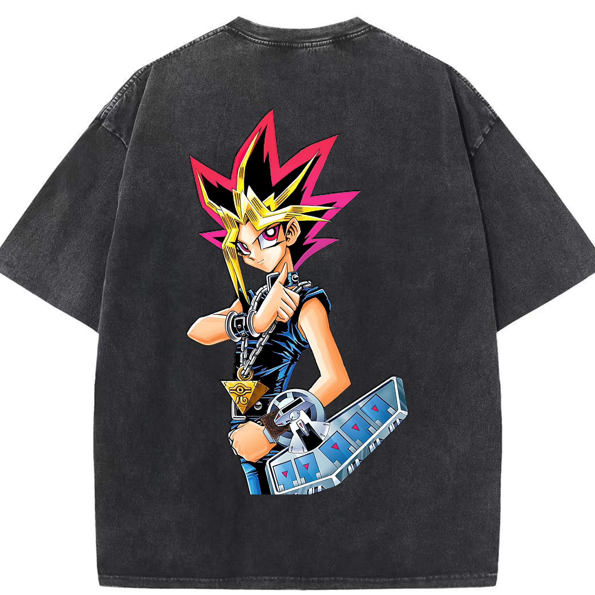 （画像用） 遊☆戯☆王 Yu-Gi-Oh! 綿100% ヴィンテージ風 半袖Tシャツ（背面プリント）