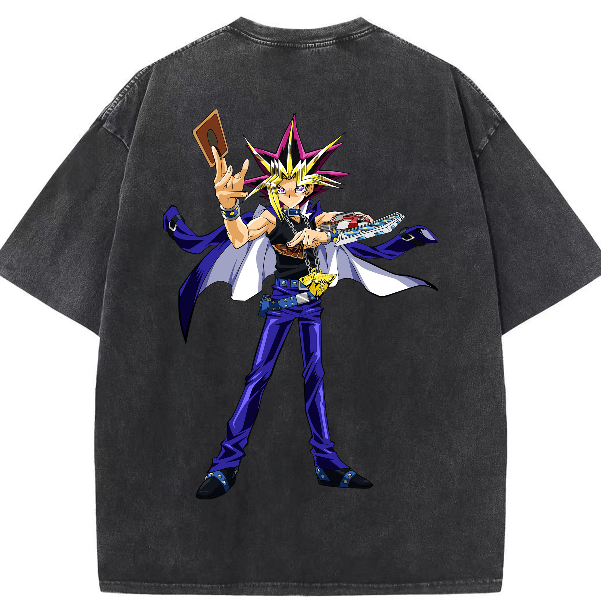 （画像用） 遊☆戯☆王 Yu-Gi-Oh! 綿100% ヴィンテージ風 半袖Tシャツ（背面プリント）