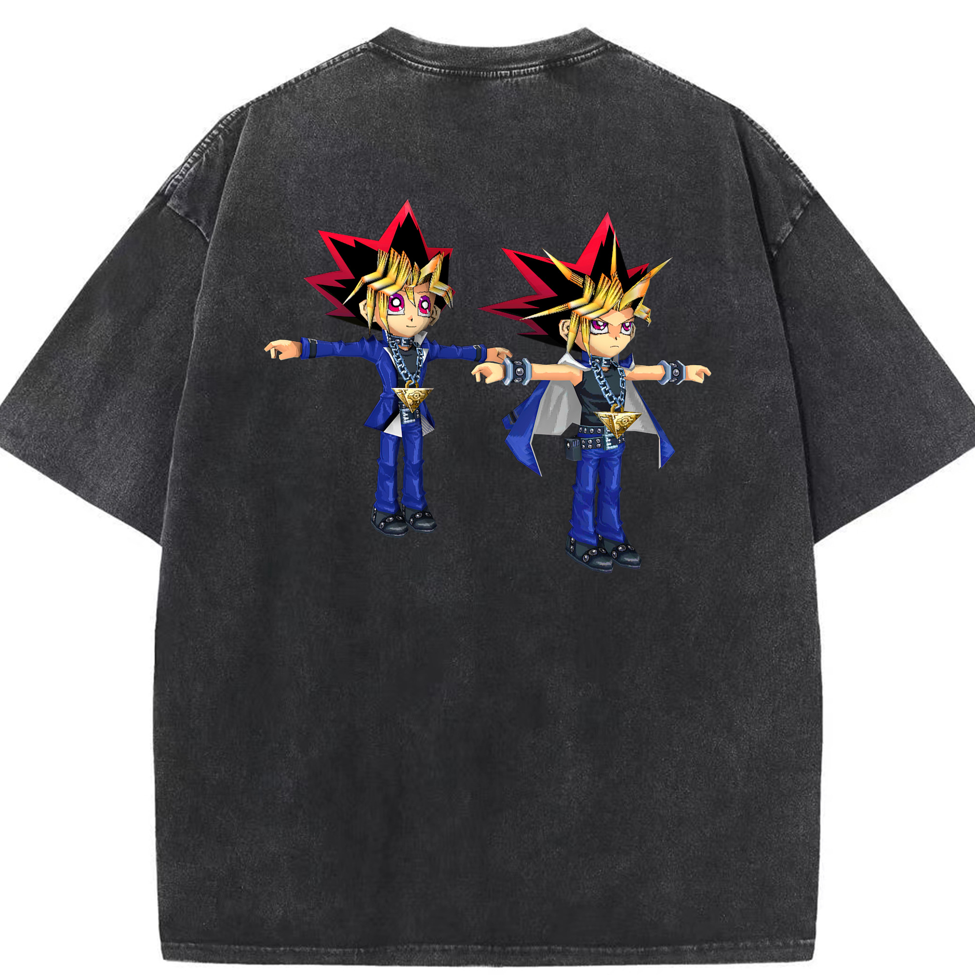 （画像用） 遊☆戯☆王 Yu-Gi-Oh! 綿100% ヴィンテージ風 半袖Tシャツ（背面プリント）