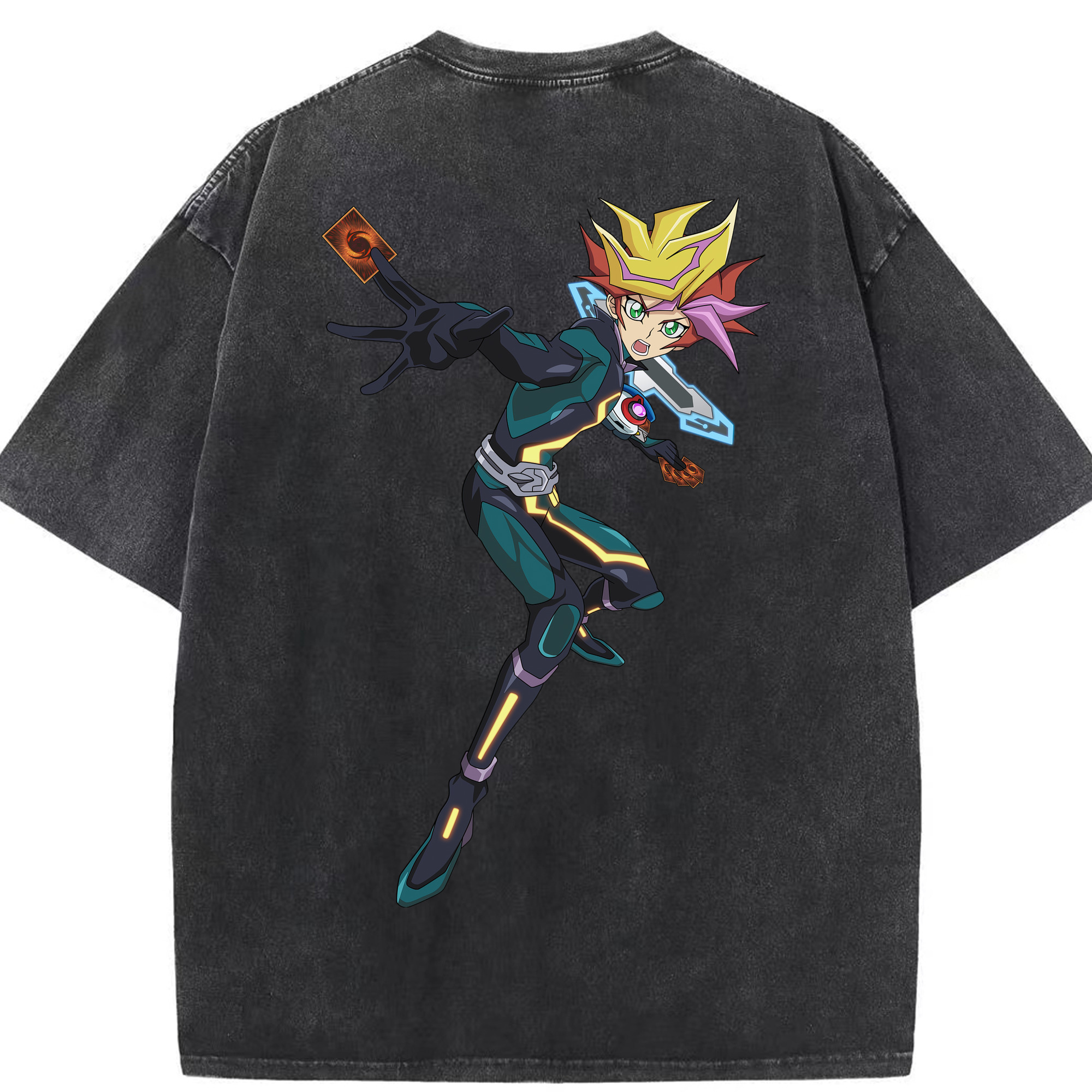 （画像用） 遊☆戯☆王 Yu-Gi-Oh! 綿100% ヴィンテージ風 半袖Tシャツ（背面プリント）