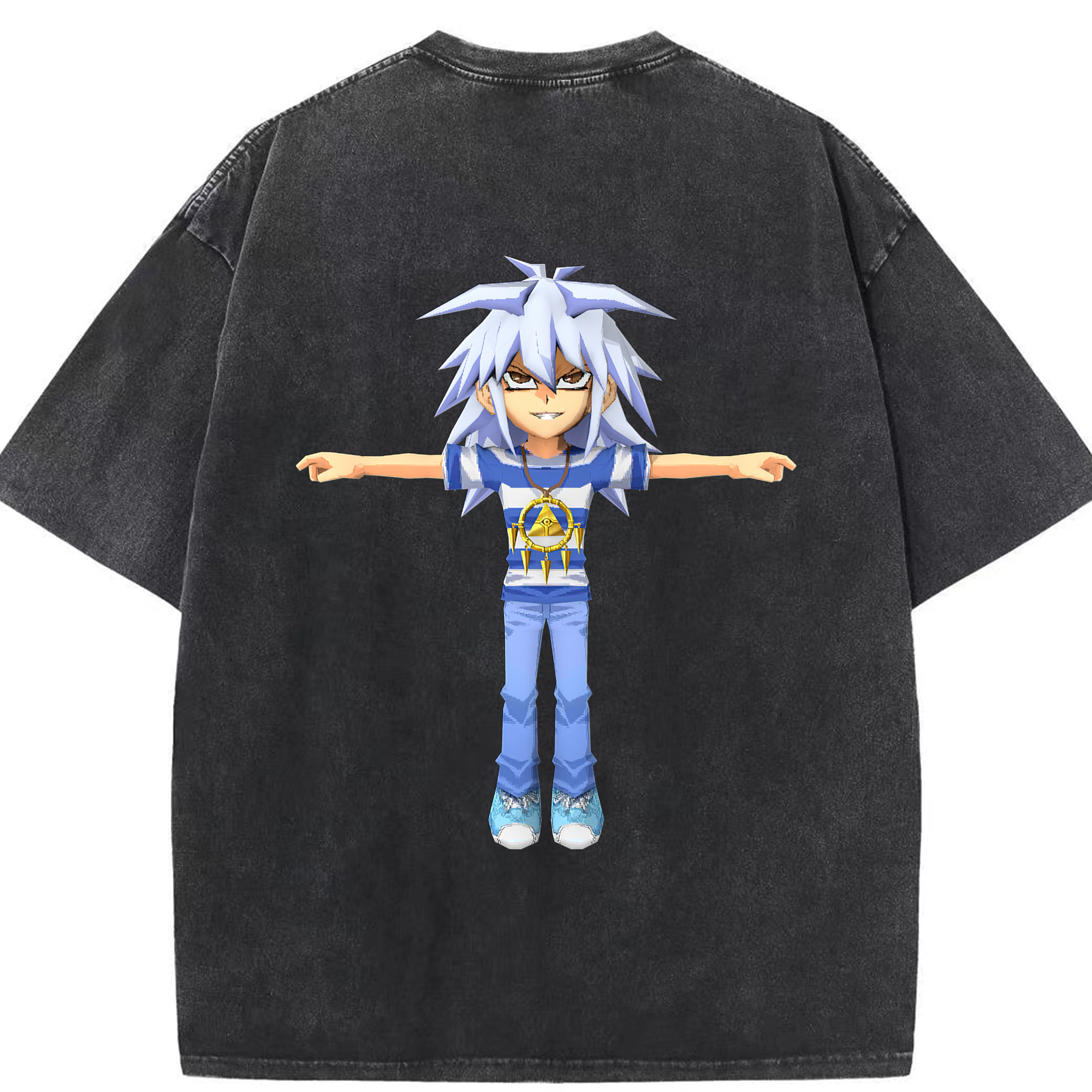 （画像用） 遊☆戯☆王 Yu-Gi-Oh! 綿100% ヴィンテージ風 半袖Tシャツ（背面プリント）