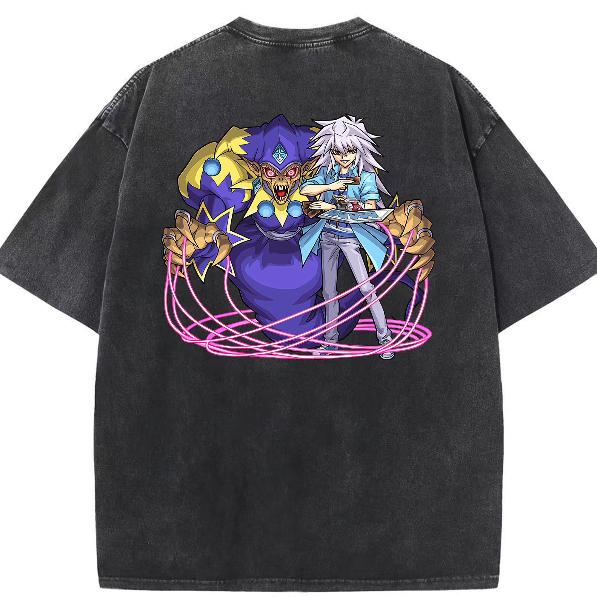 （画像用） 遊☆戯☆王 Yu-Gi-Oh! 綿100% ヴィンテージ風 半袖Tシャツ（背面プリント）