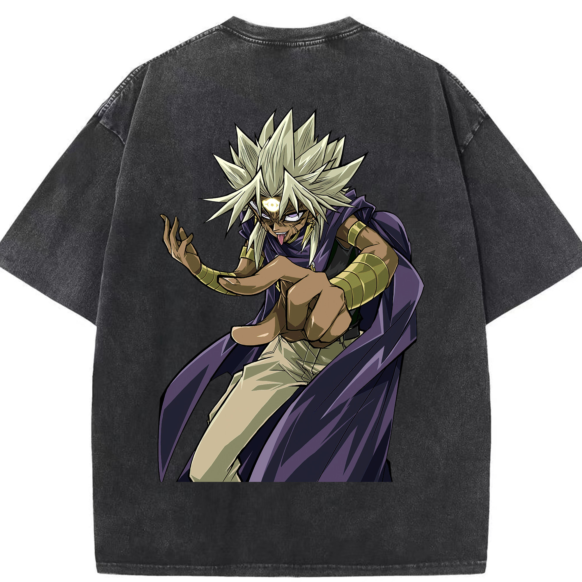（画像用） 遊☆戯☆王 Yu-Gi-Oh! 綿100% ヴィンテージ風 半袖Tシャツ（背面プリント）