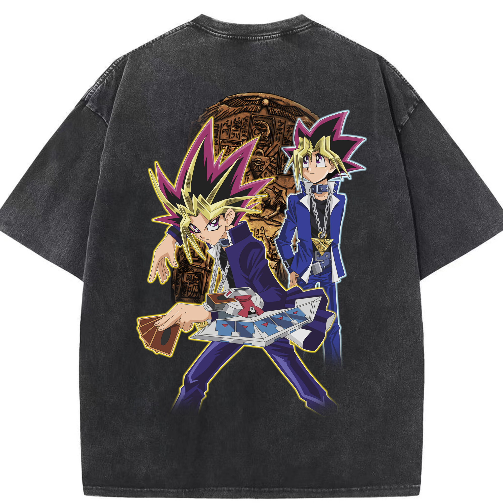 （画像用） 遊☆戯☆王 Yu-Gi-Oh! 綿100% ヴィンテージ風 半袖Tシャツ（背面プリント）