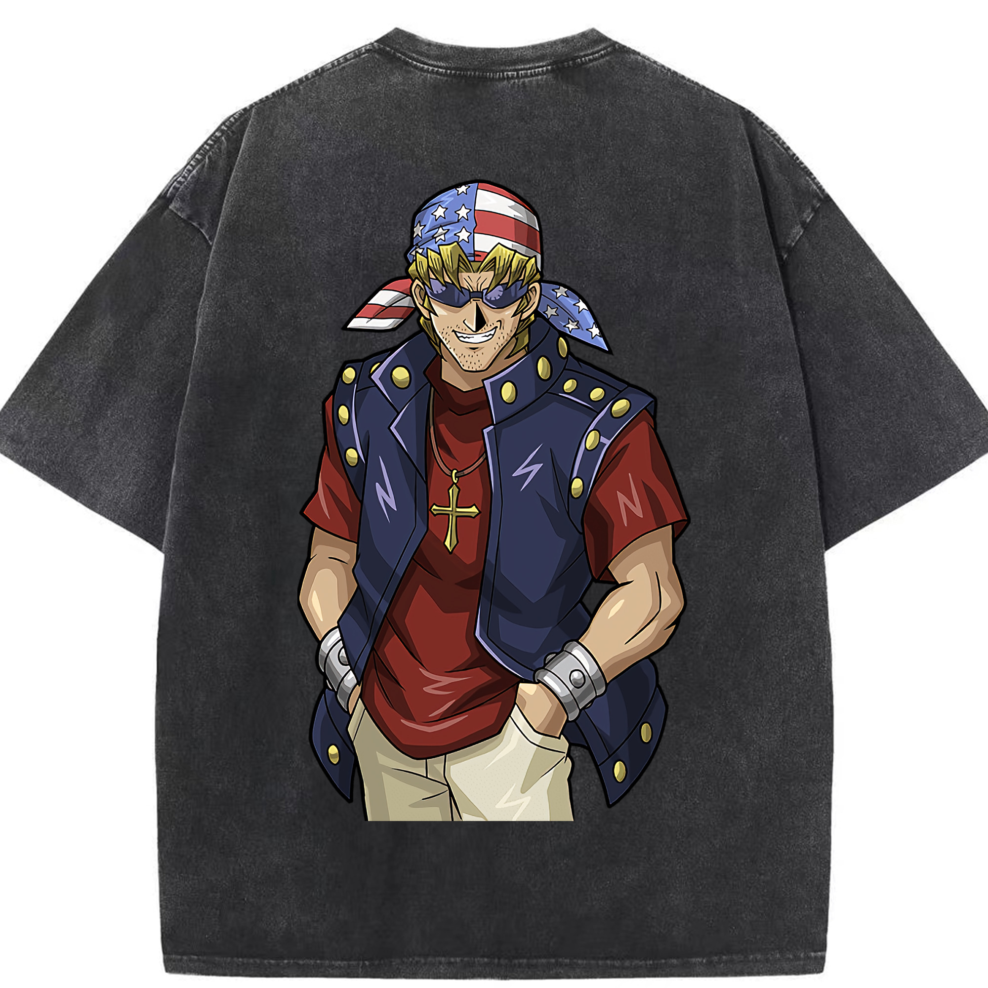（画像用） 遊☆戯☆王 Yu-Gi-Oh! 綿100% ヴィンテージ風 半袖Tシャツ（背面プリント）