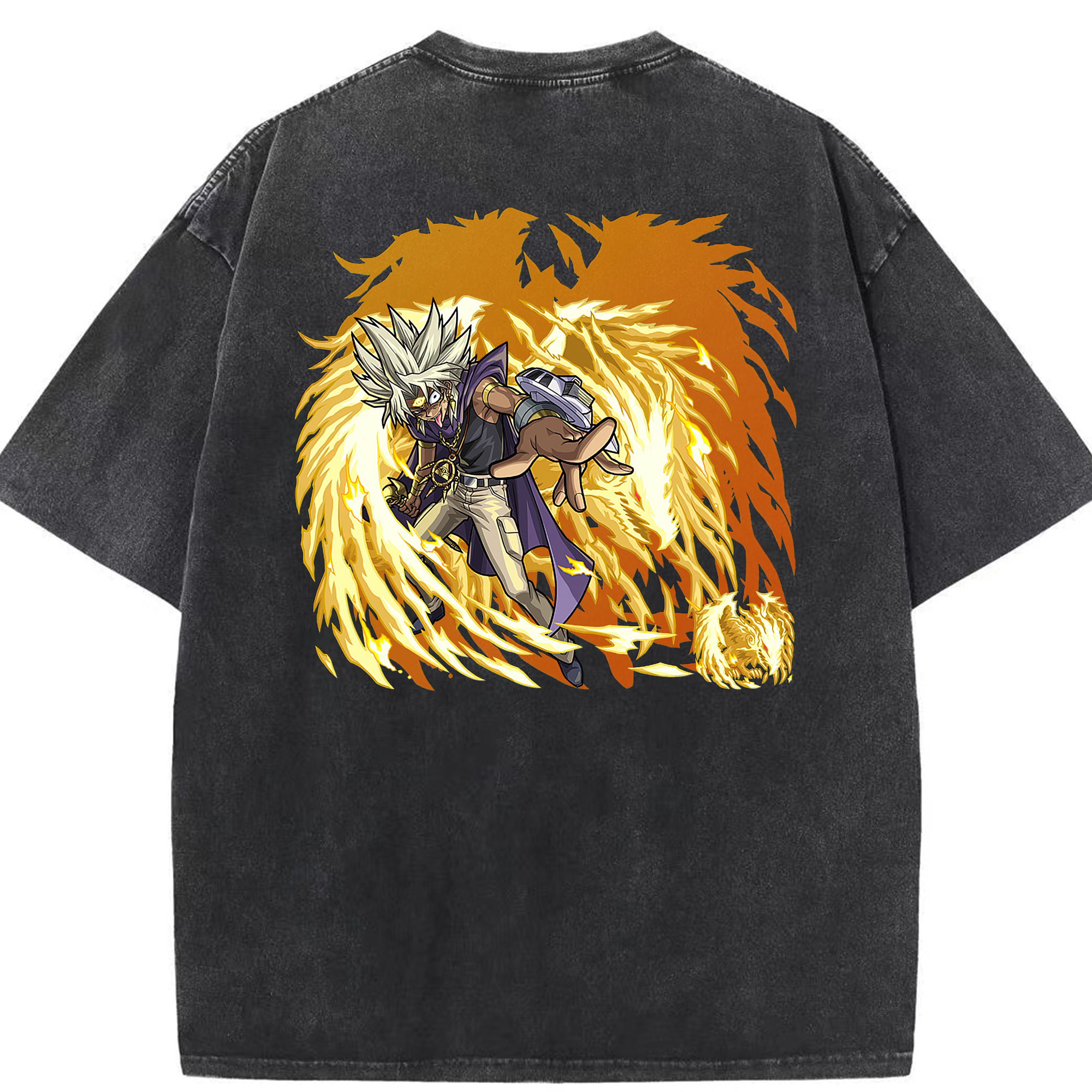 （画像用） 遊☆戯☆王 Yu-Gi-Oh! 綿100% ヴィンテージ風 半袖Tシャツ（背面プリント）