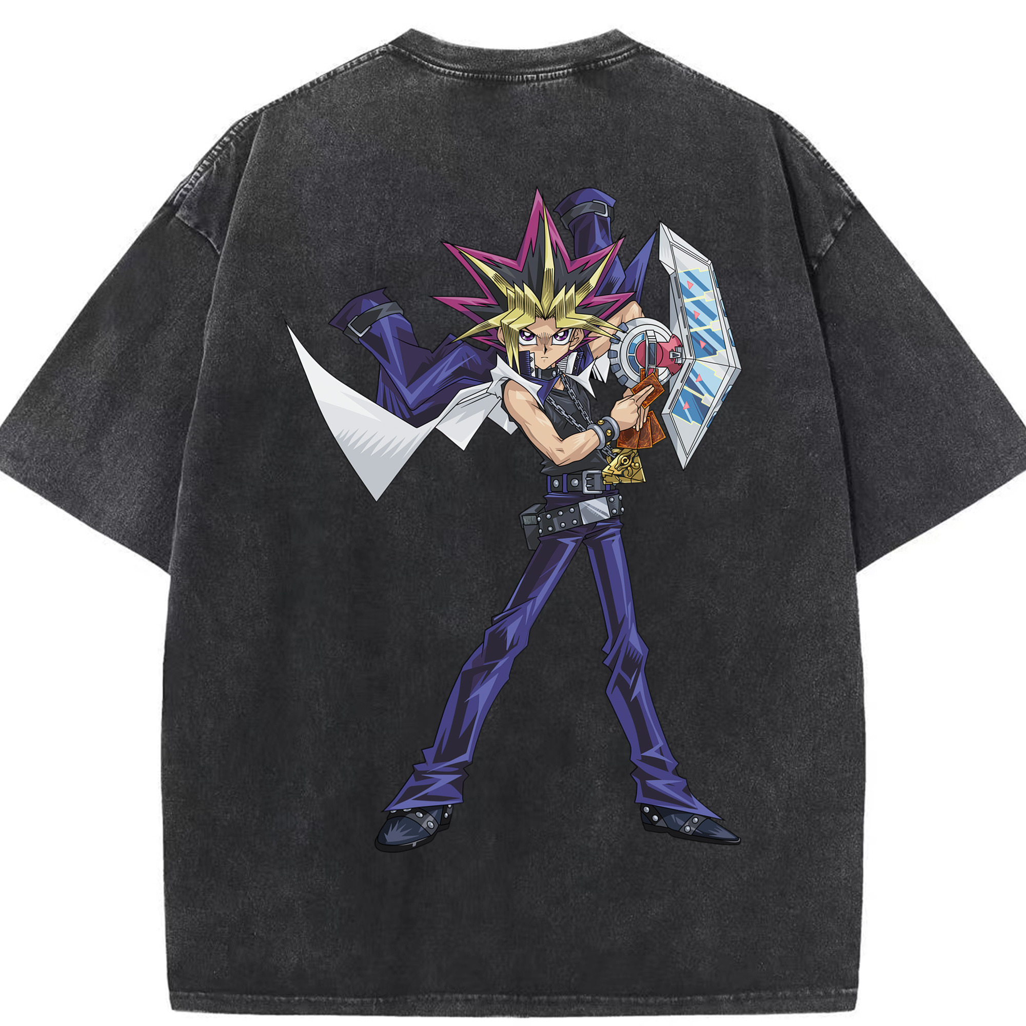 （画像用） 遊☆戯☆王 Yu-Gi-Oh! 綿100% ヴィンテージ風 半袖Tシャツ（背面プリント）