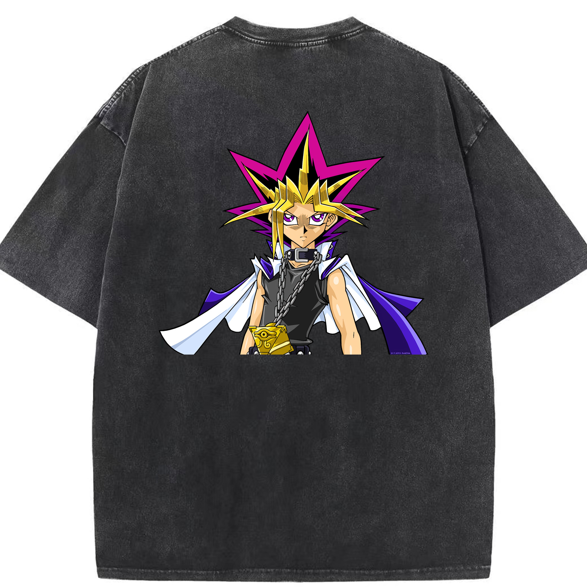 （画像用） 遊☆戯☆王 Yu-Gi-Oh! 綿100% ヴィンテージ風 半袖Tシャツ（背面プリント）