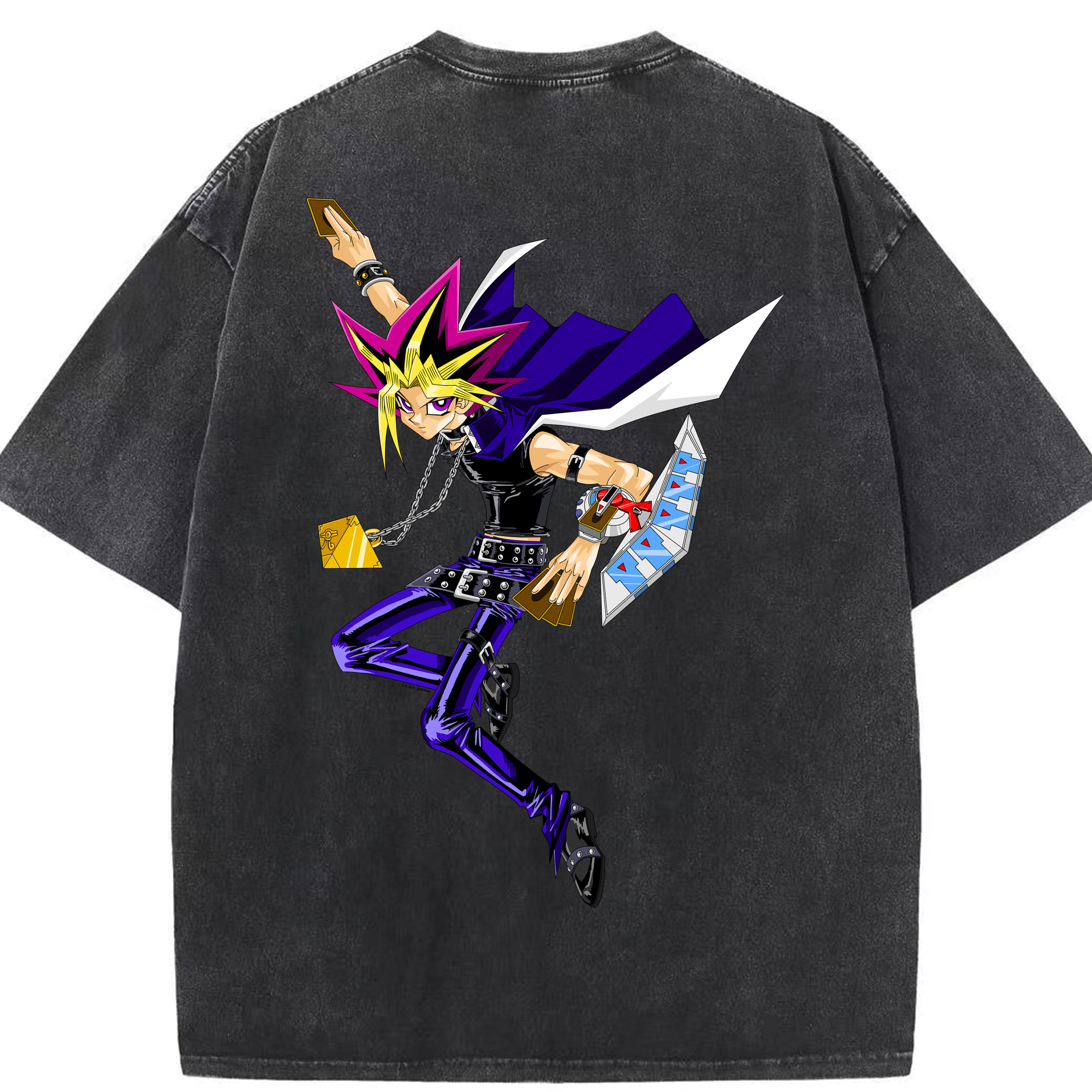 （画像用） 遊☆戯☆王 Yu-Gi-Oh! 綿100% ヴィンテージ風 半袖Tシャツ（背面プリント）