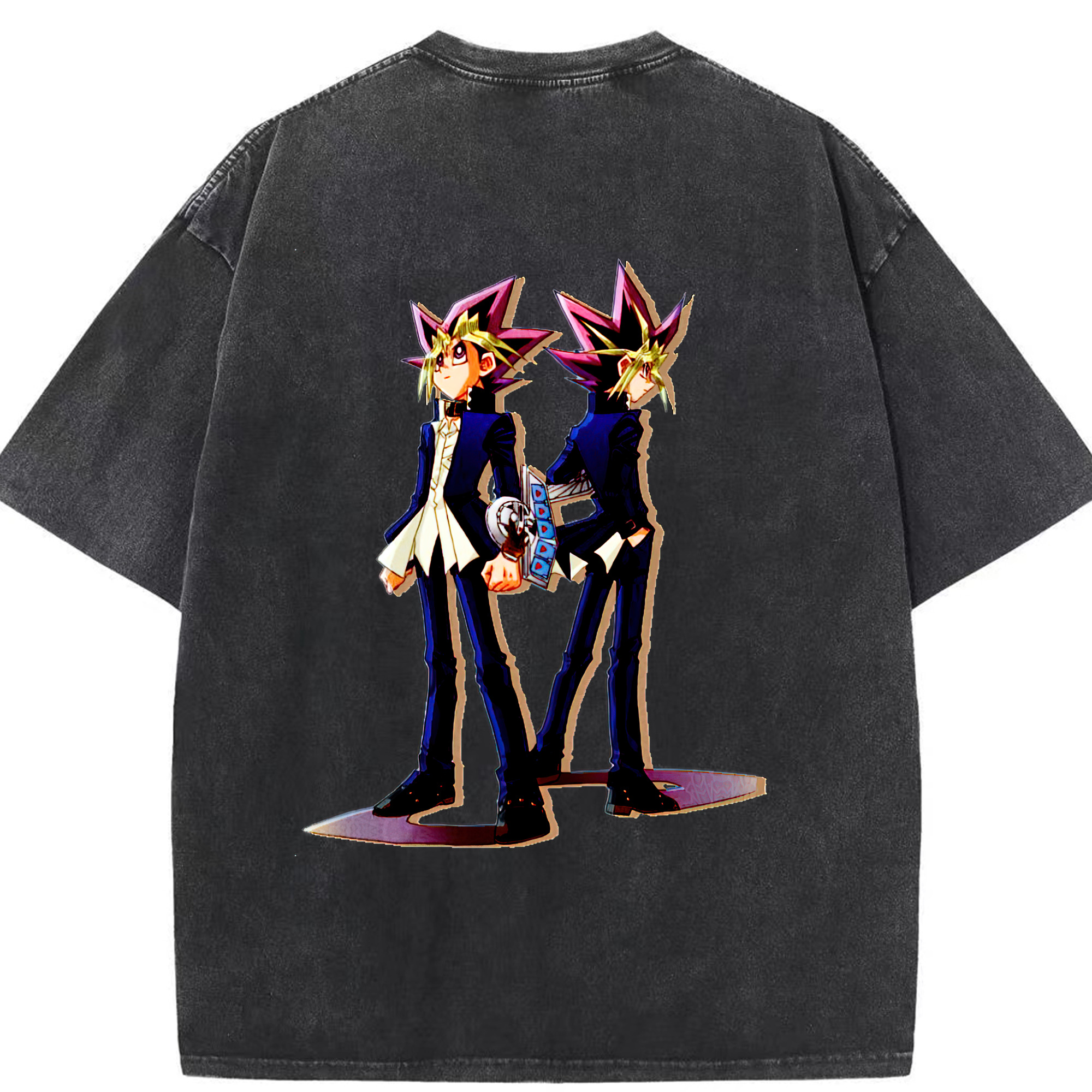 （画像用） 遊☆戯☆王 Yu-Gi-Oh! 綿100% ヴィンテージ風 半袖Tシャツ（背面プリント）