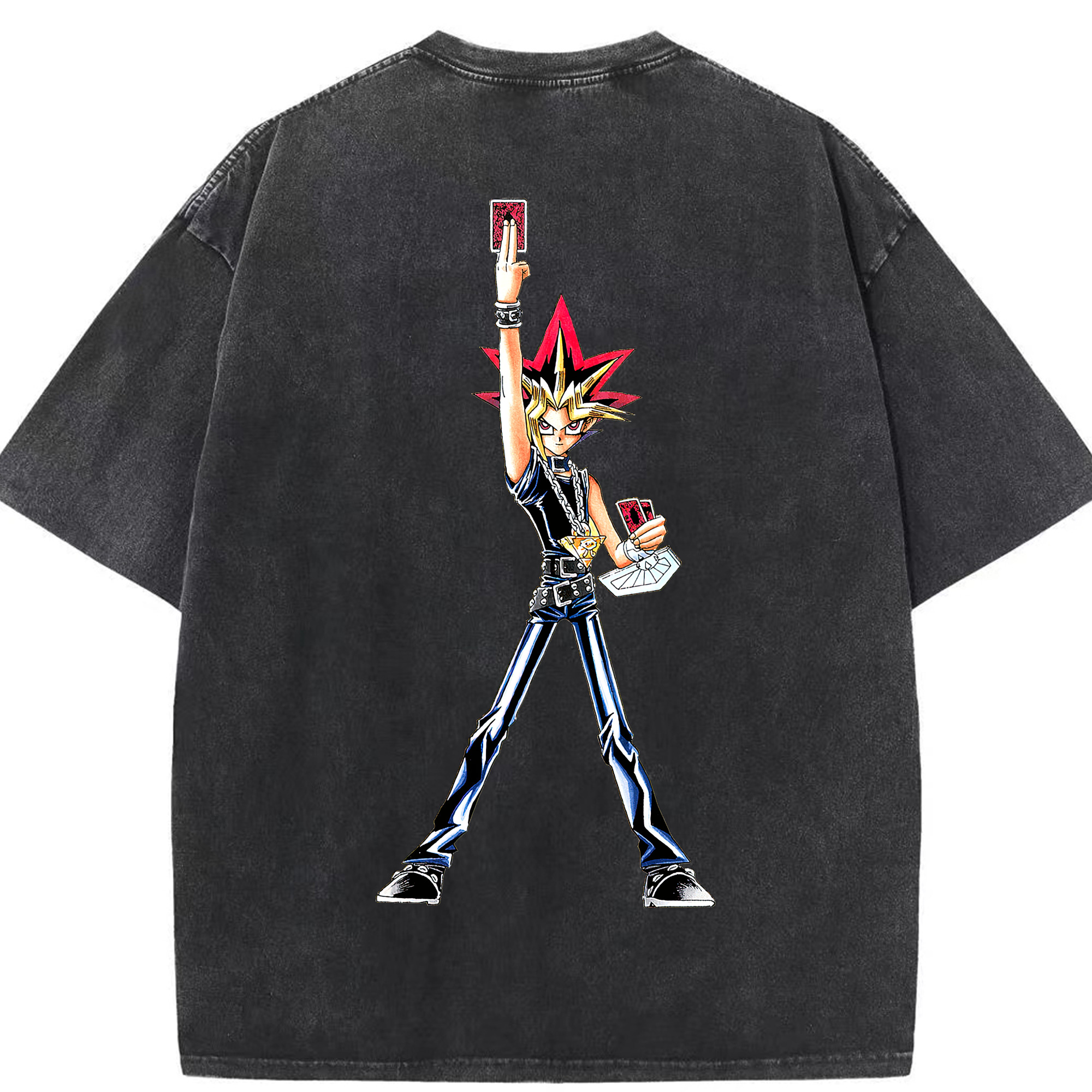 （画像用） 遊☆戯☆王 Yu-Gi-Oh! 綿100% ヴィンテージ風 半袖Tシャツ（背面プリント）