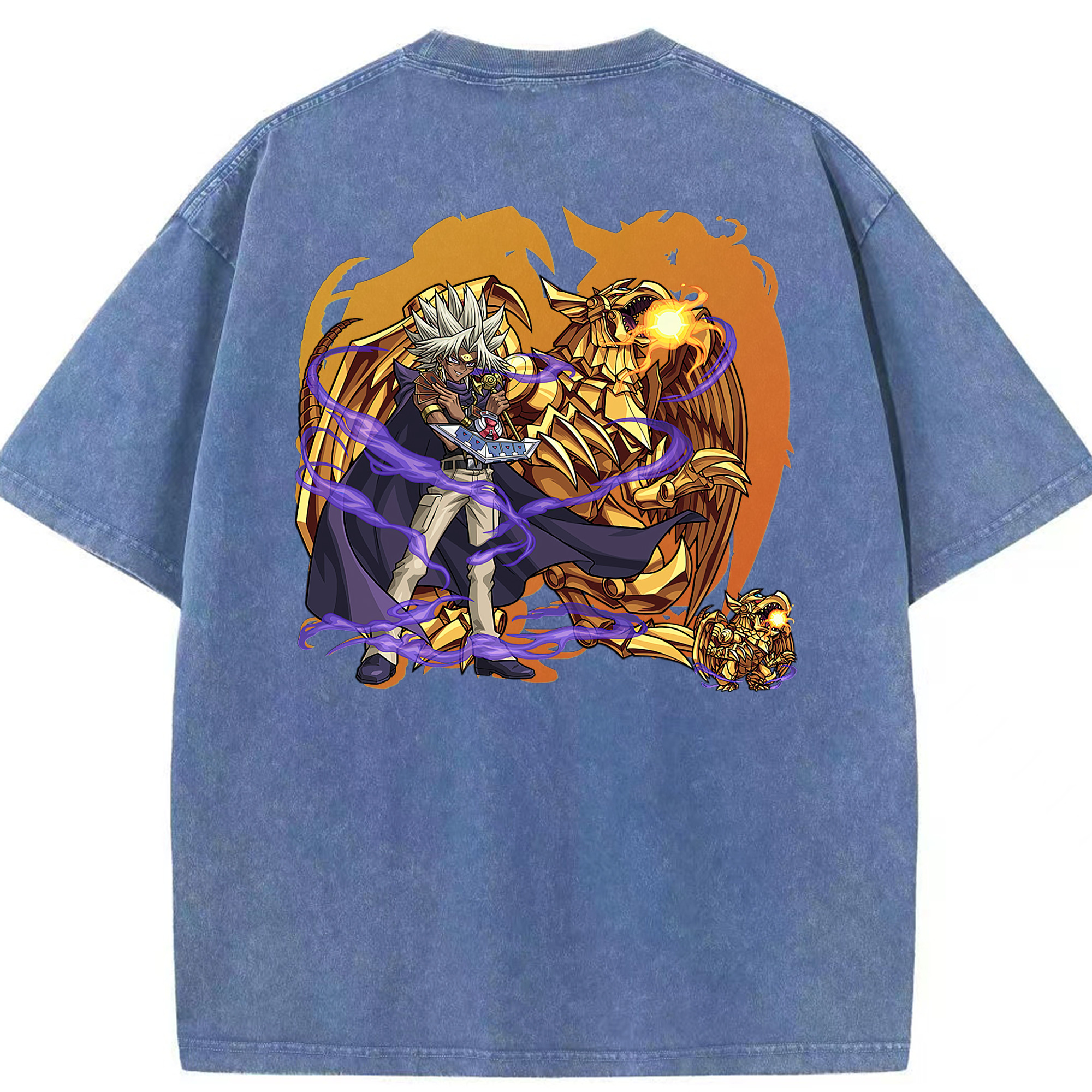（画像用） 遊☆戯☆王 Yu-Gi-Oh! 綿100% ヴィンテージ風 半袖Tシャツ（背面プリント）