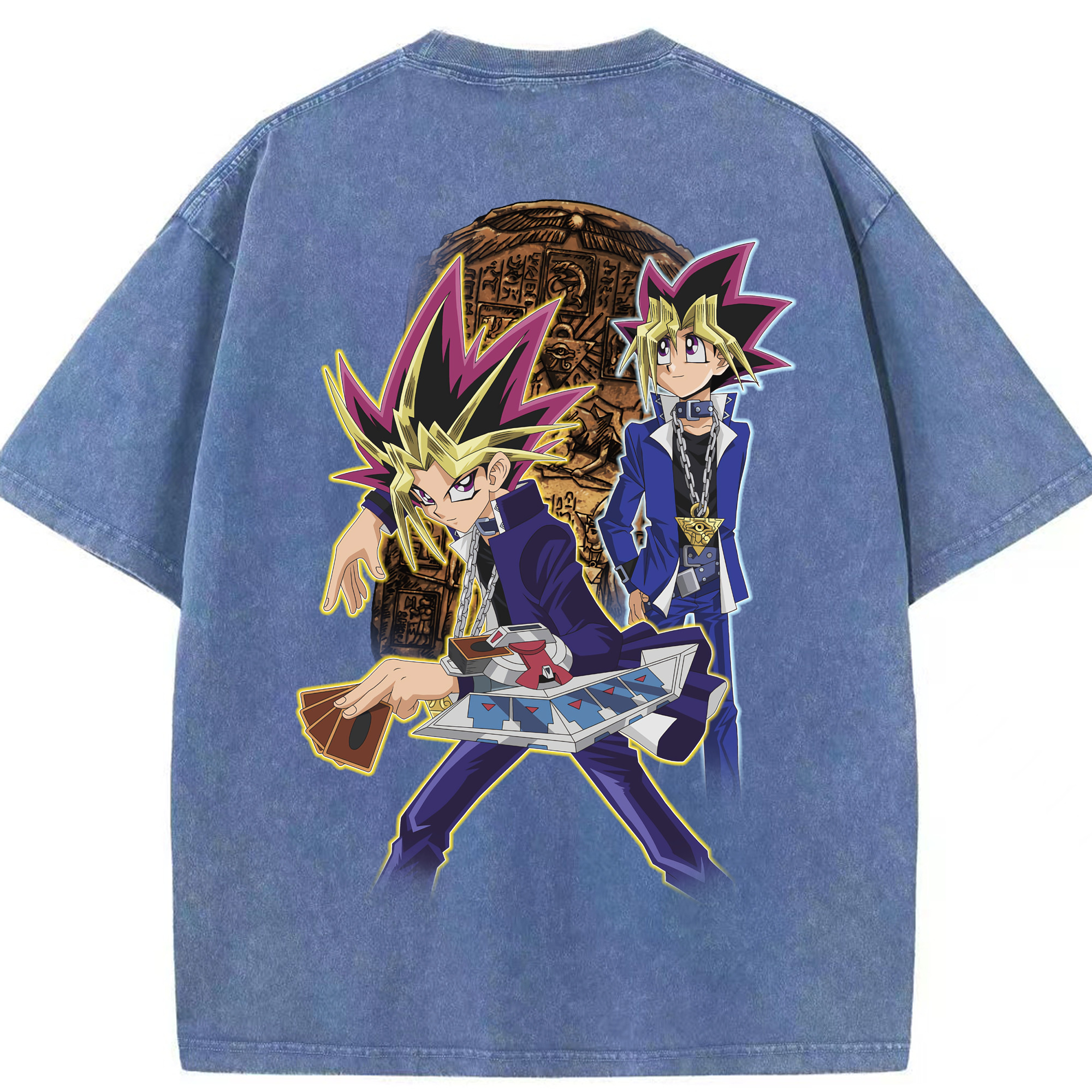 （画像用） 遊☆戯☆王 Yu-Gi-Oh! 綿100% ヴィンテージ風 半袖Tシャツ（背面プリント）