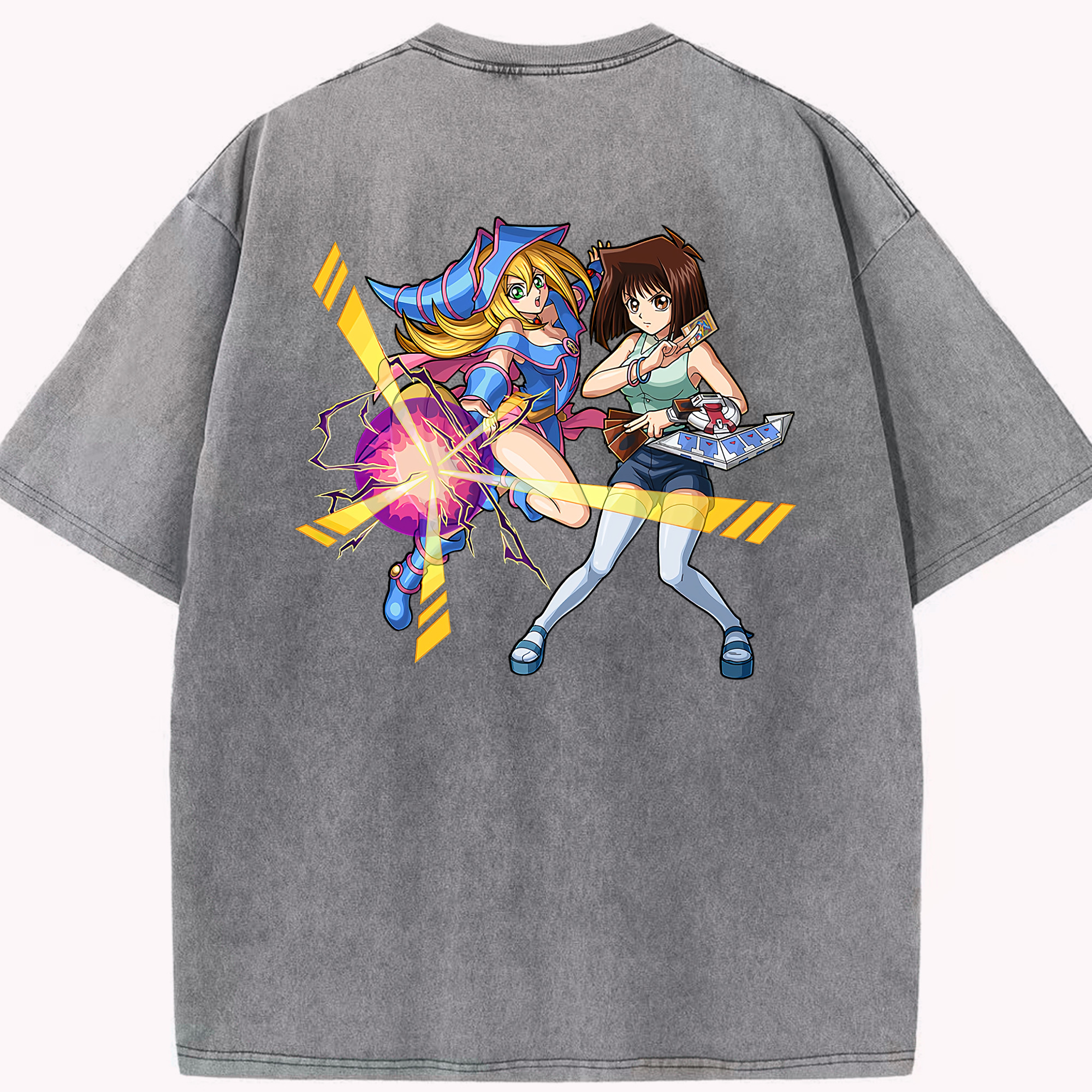 （画像用） 遊☆戯☆王 Yu-Gi-Oh! 綿100% ヴィンテージ風 半袖Tシャツ（背面プリント）