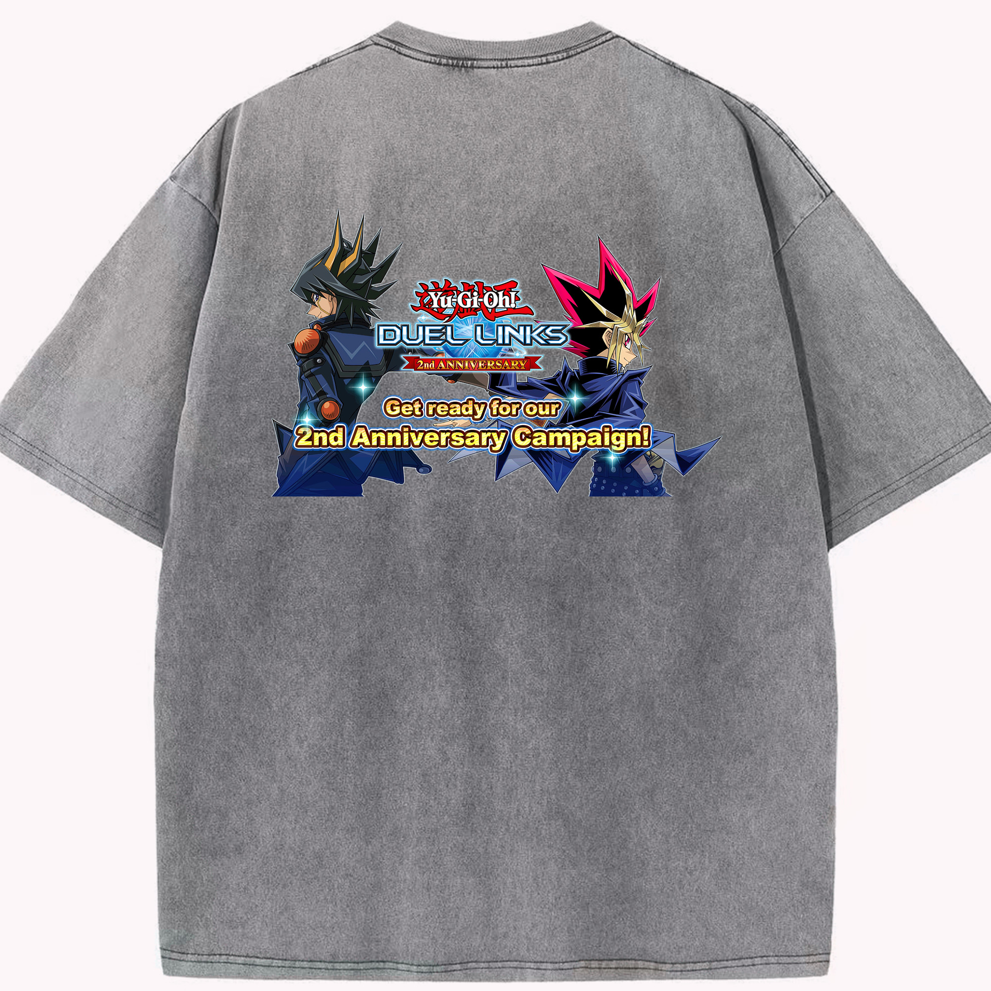 （画像用） 遊☆戯☆王 Yu-Gi-Oh! 綿100% ヴィンテージ風 半袖Tシャツ（背面プリント）
