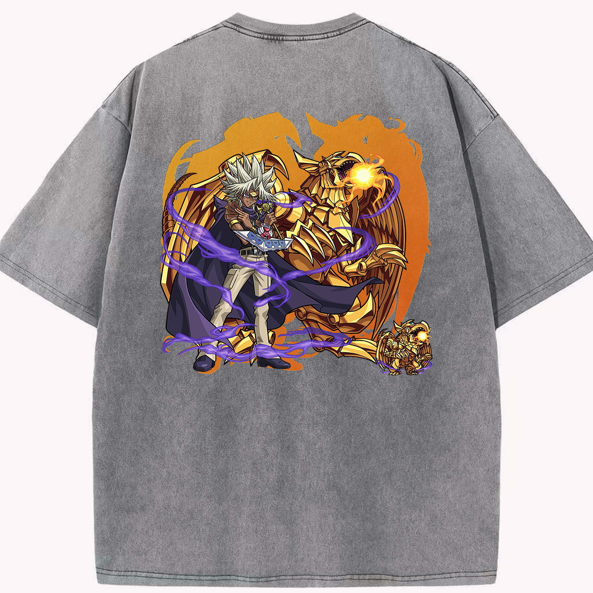 （画像用） 遊☆戯☆王 Yu-Gi-Oh! 綿100% ヴィンテージ風 半袖Tシャツ（背面プリント）