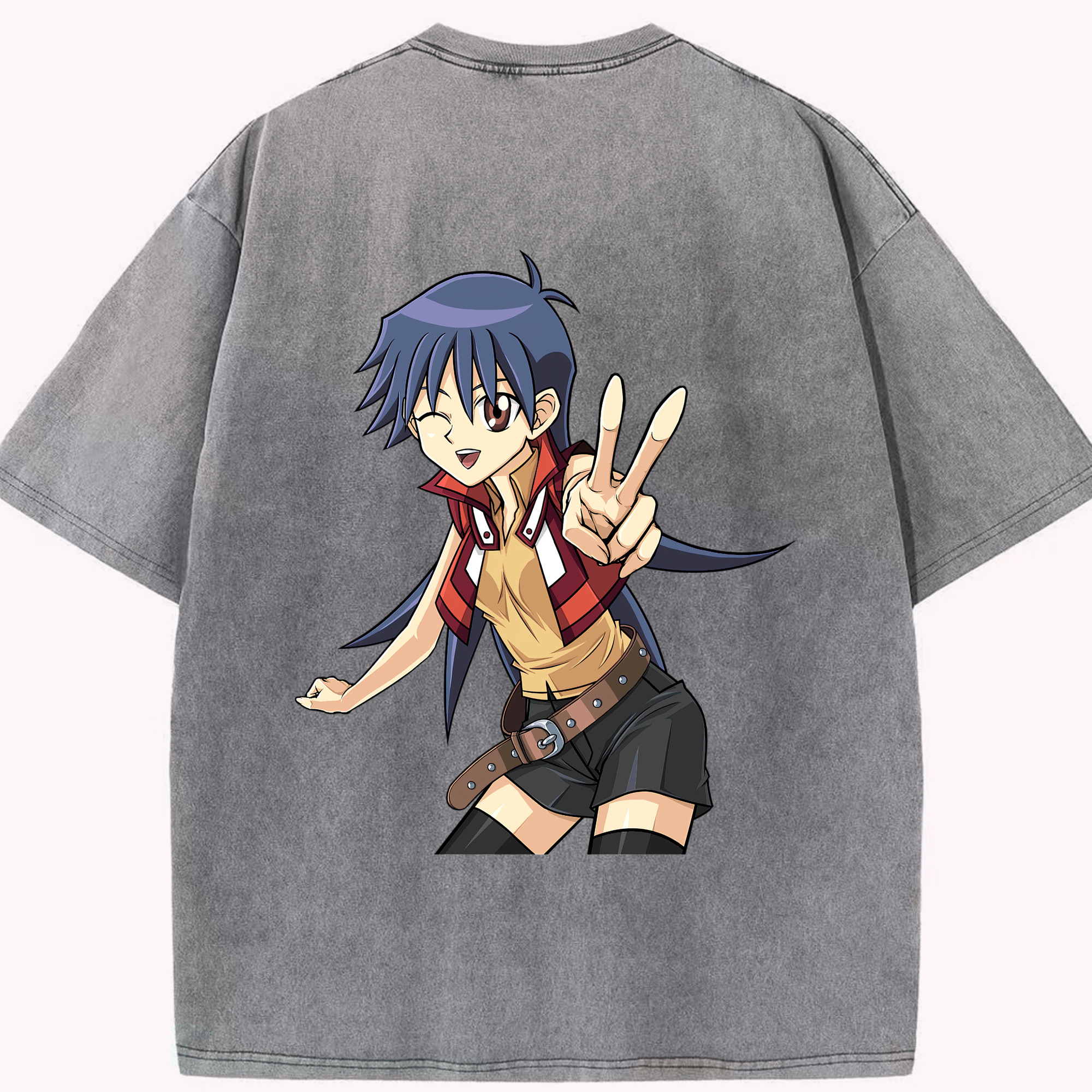 （画像用） 遊☆戯☆王 Yu-Gi-Oh! 綿100% ヴィンテージ風 半袖Tシャツ（背面プリント）