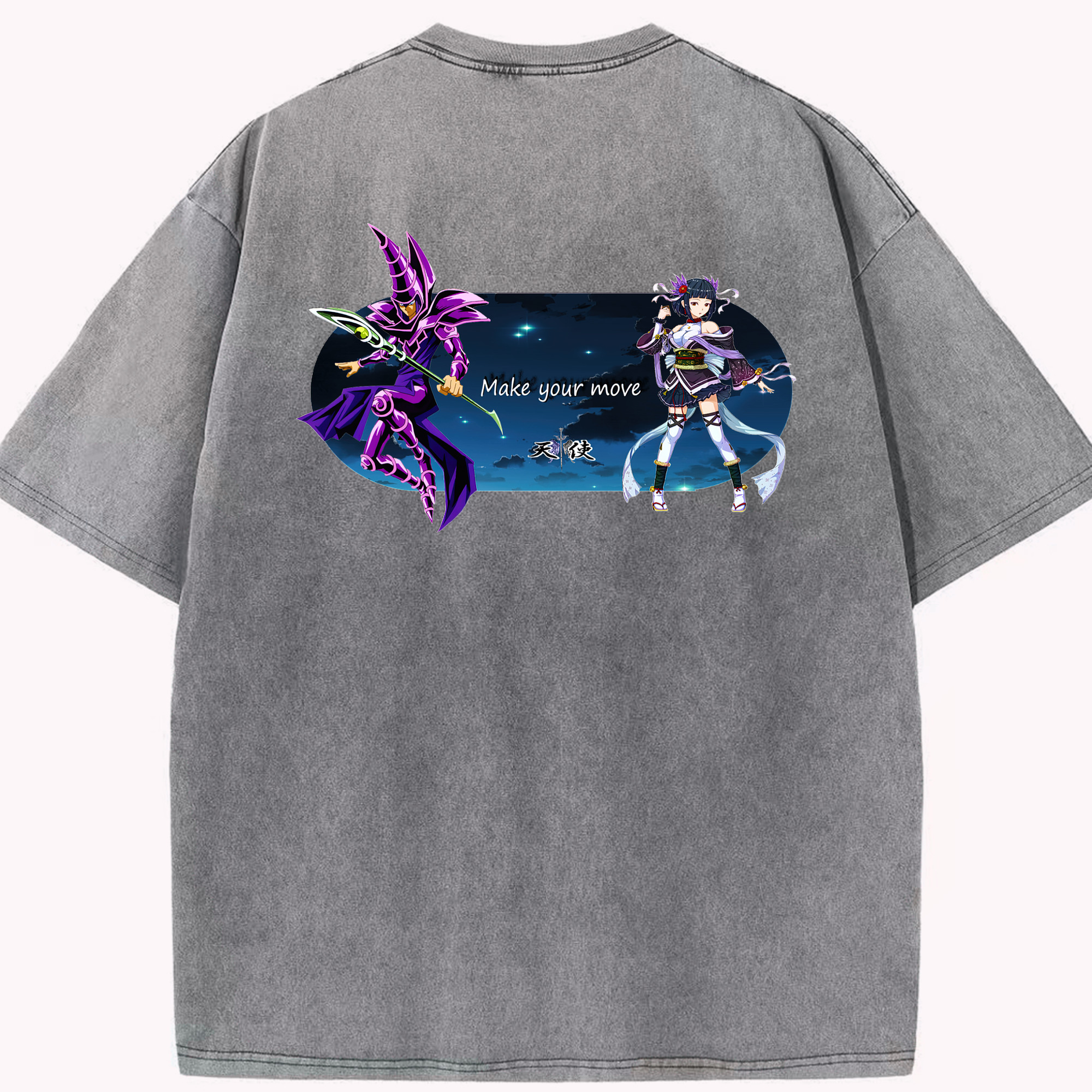 （画像用） 遊☆戯☆王 Yu-Gi-Oh! 綿100% ヴィンテージ風 半袖Tシャツ（背面プリント）