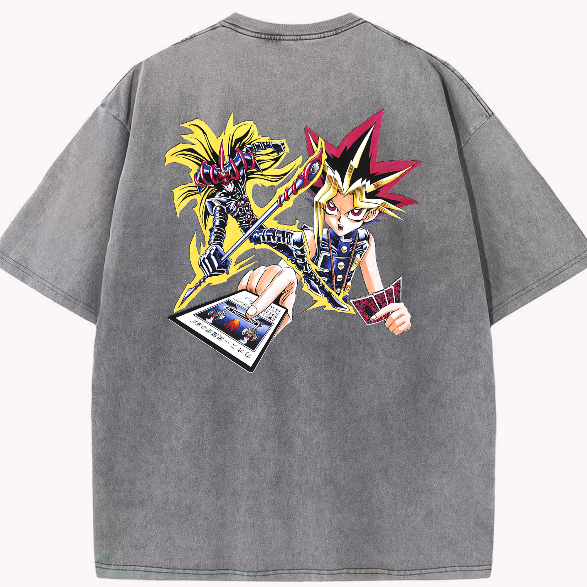 （画像用） 遊☆戯☆王 Yu-Gi-Oh! 綿100% ヴィンテージ風 半袖Tシャツ（背面プリント）