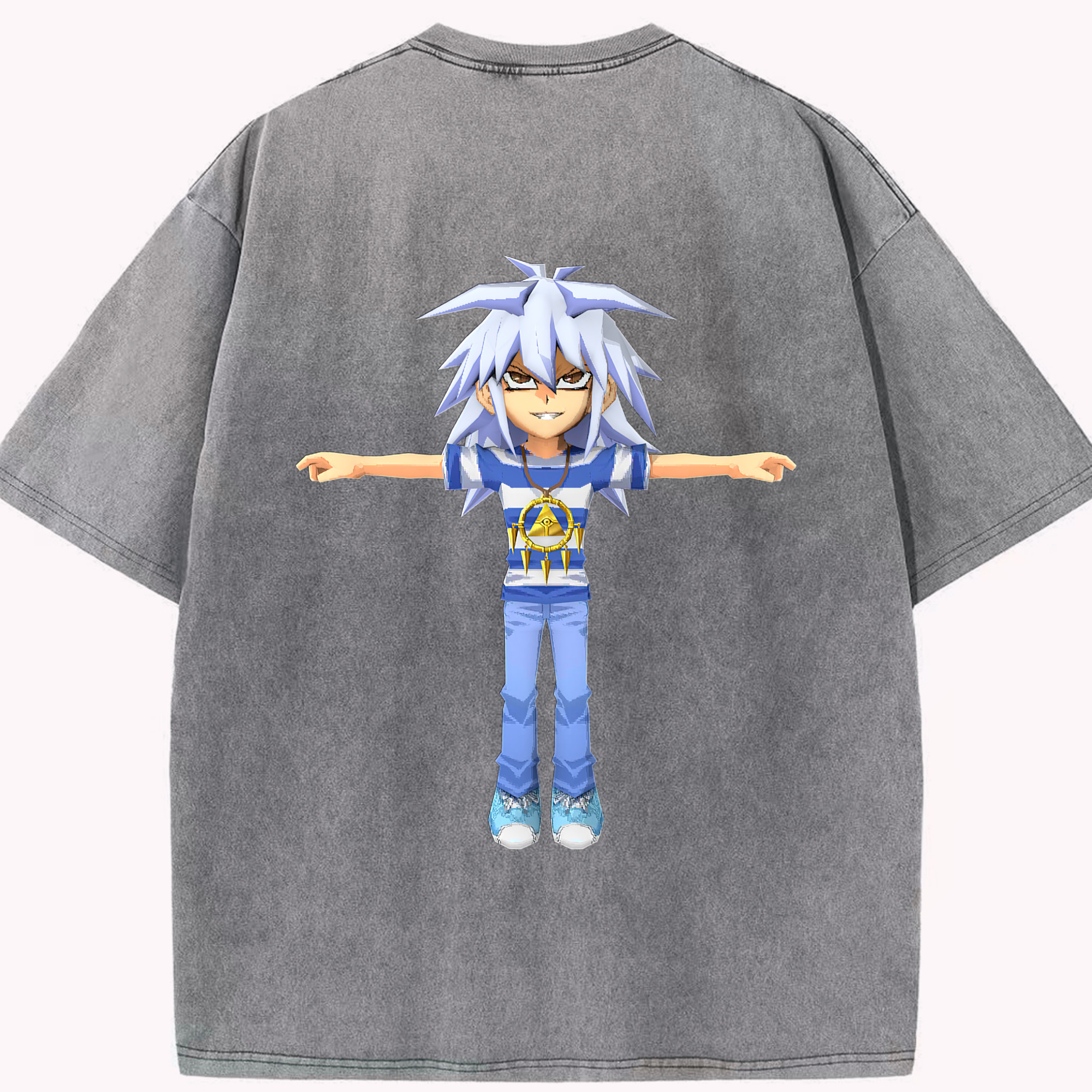 （画像用） 遊☆戯☆王 Yu-Gi-Oh! 綿100% ヴィンテージ風 半袖Tシャツ（背面プリント）