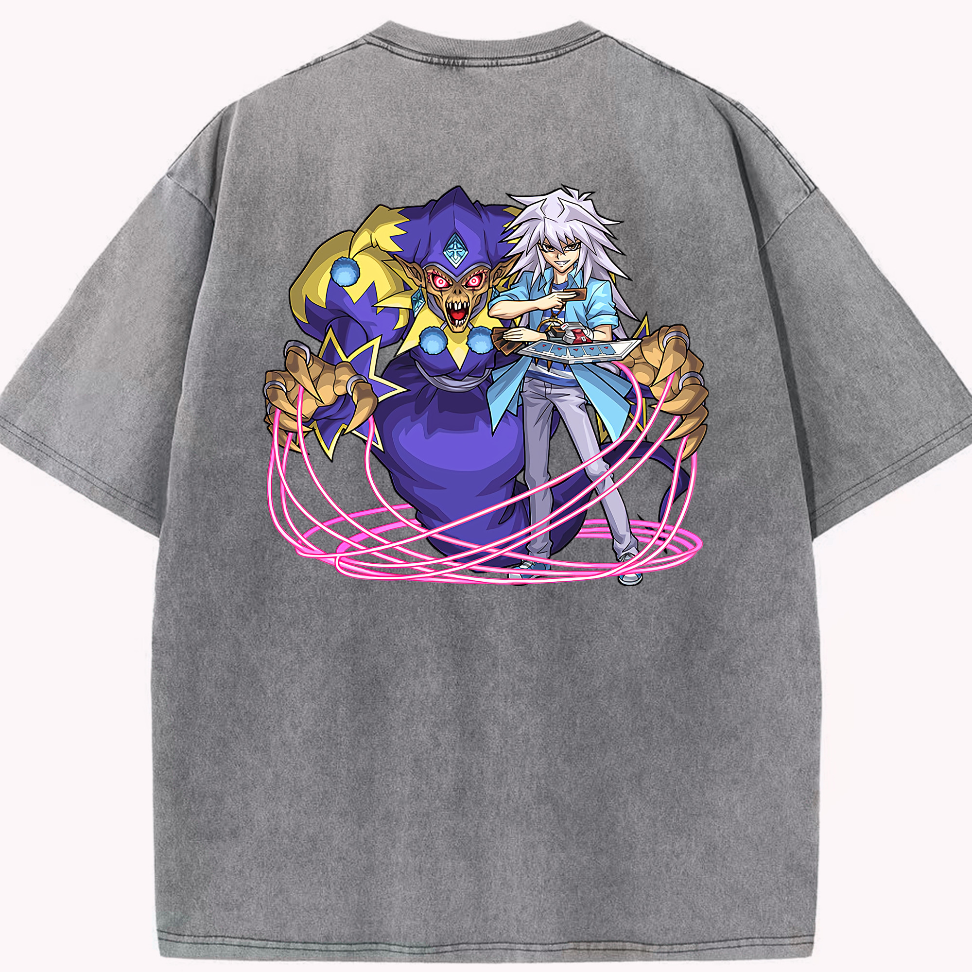 （画像用） 遊☆戯☆王 Yu-Gi-Oh! 綿100% ヴィンテージ風 半袖Tシャツ（背面プリント）