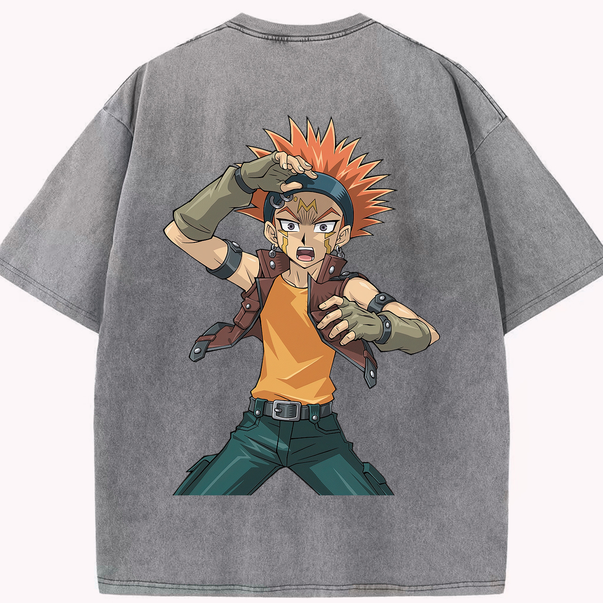 （画像用） 遊☆戯☆王 Yu-Gi-Oh! 綿100% ヴィンテージ風 半袖Tシャツ（背面プリント）