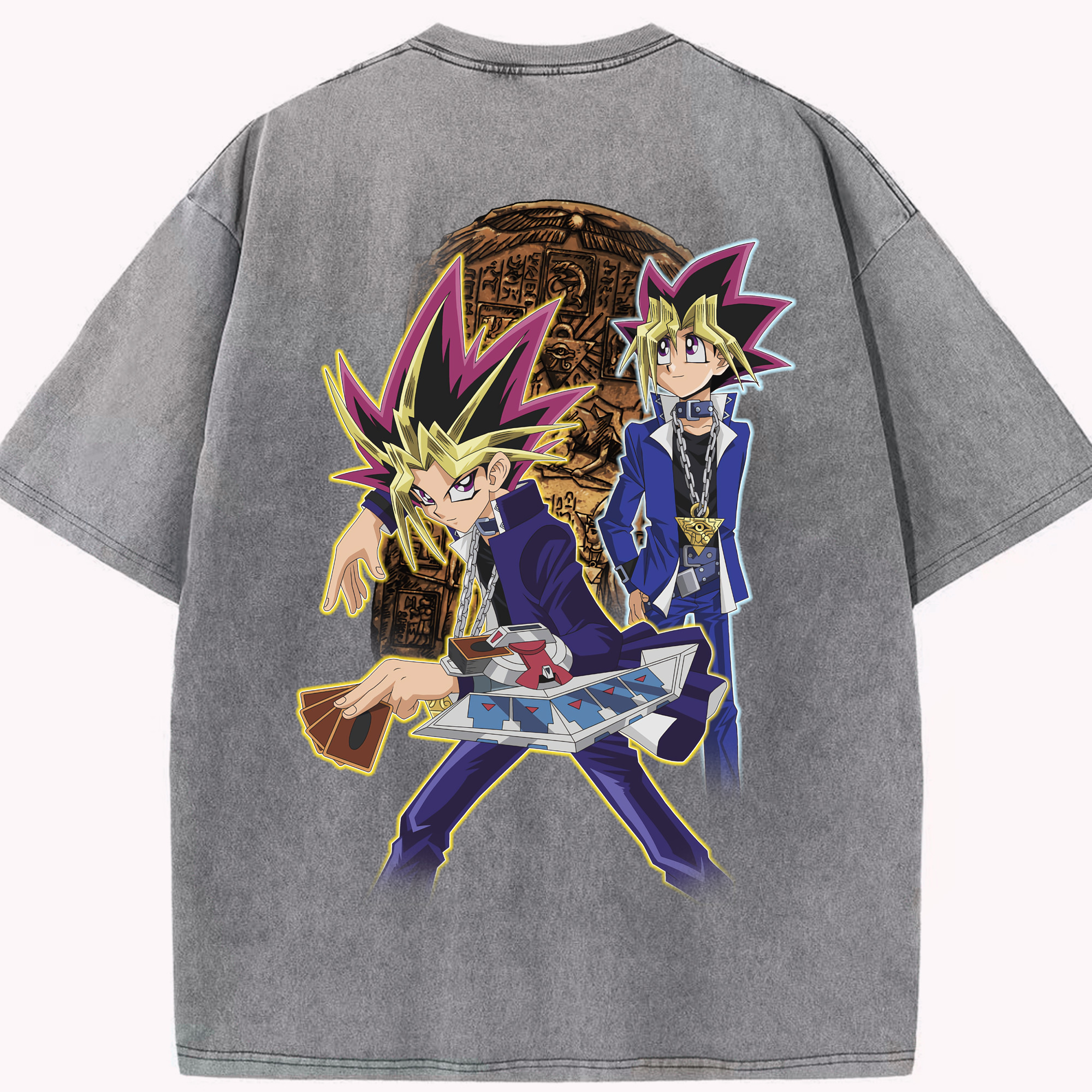 （画像用） 遊☆戯☆王 Yu-Gi-Oh! 綿100% ヴィンテージ風 半袖Tシャツ（背面プリント）