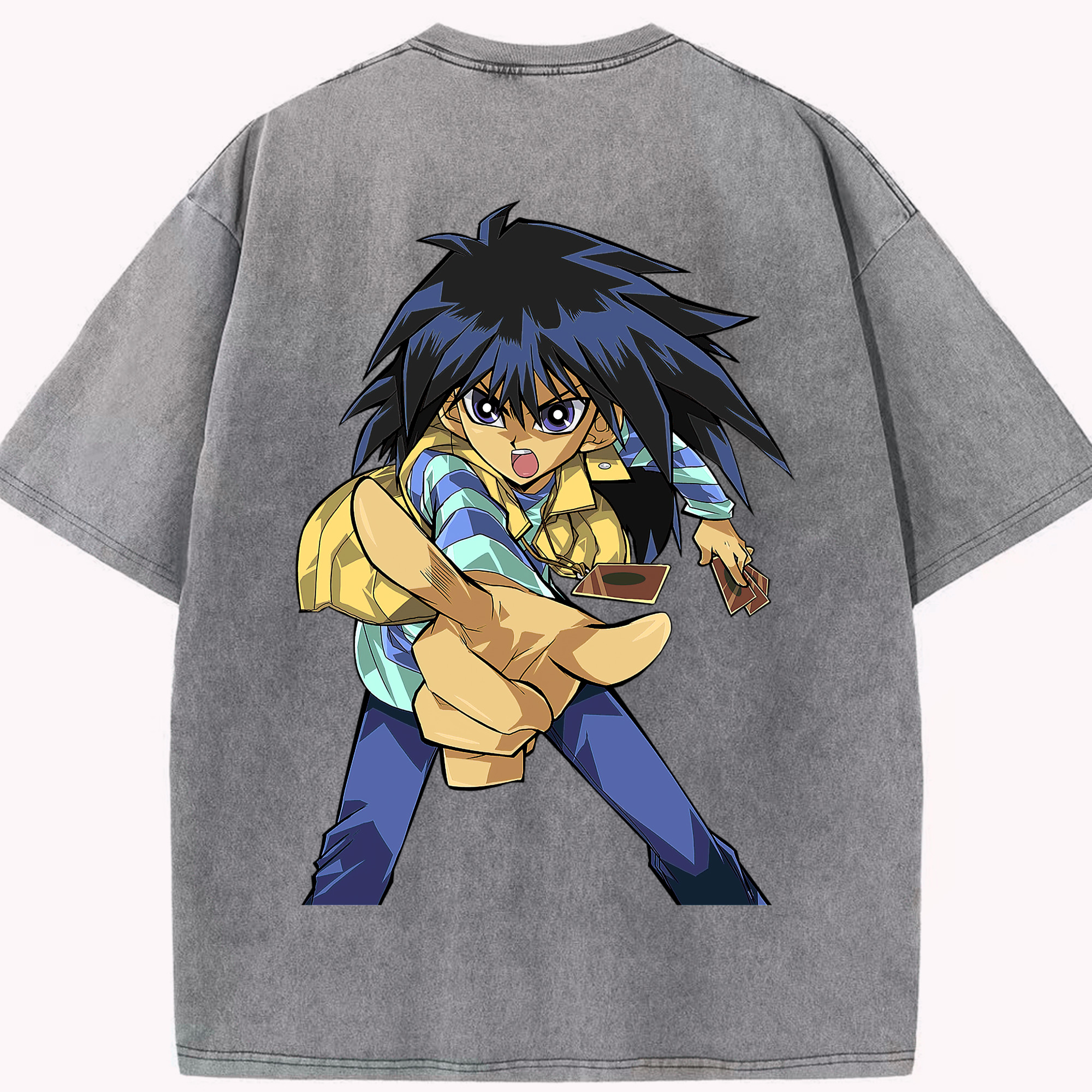 （画像用） 遊☆戯☆王 Yu-Gi-Oh! 綿100% ヴィンテージ風 半袖Tシャツ（背面プリント）