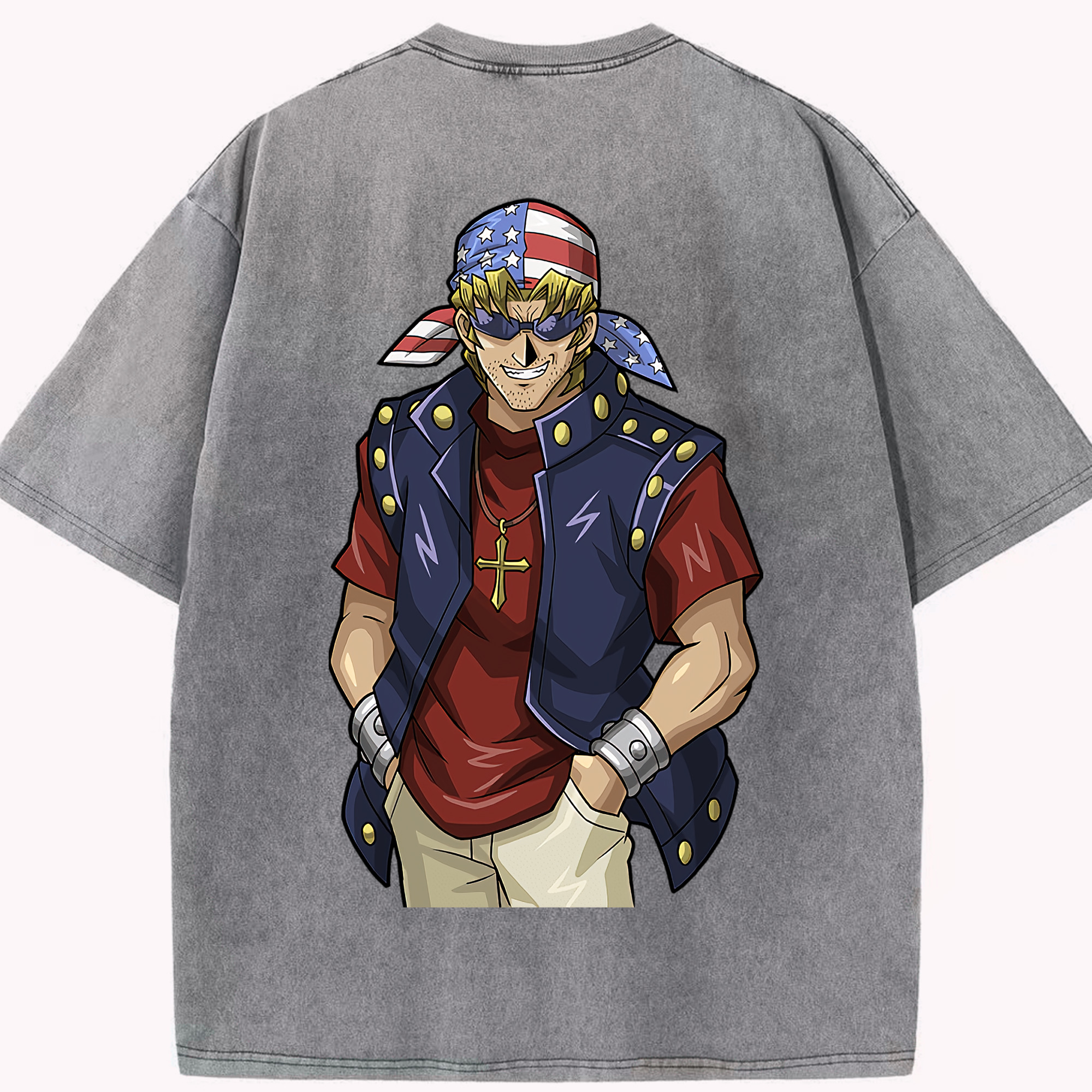 （画像用） 遊☆戯☆王 Yu-Gi-Oh! 綿100% ヴィンテージ風 半袖Tシャツ（背面プリント）