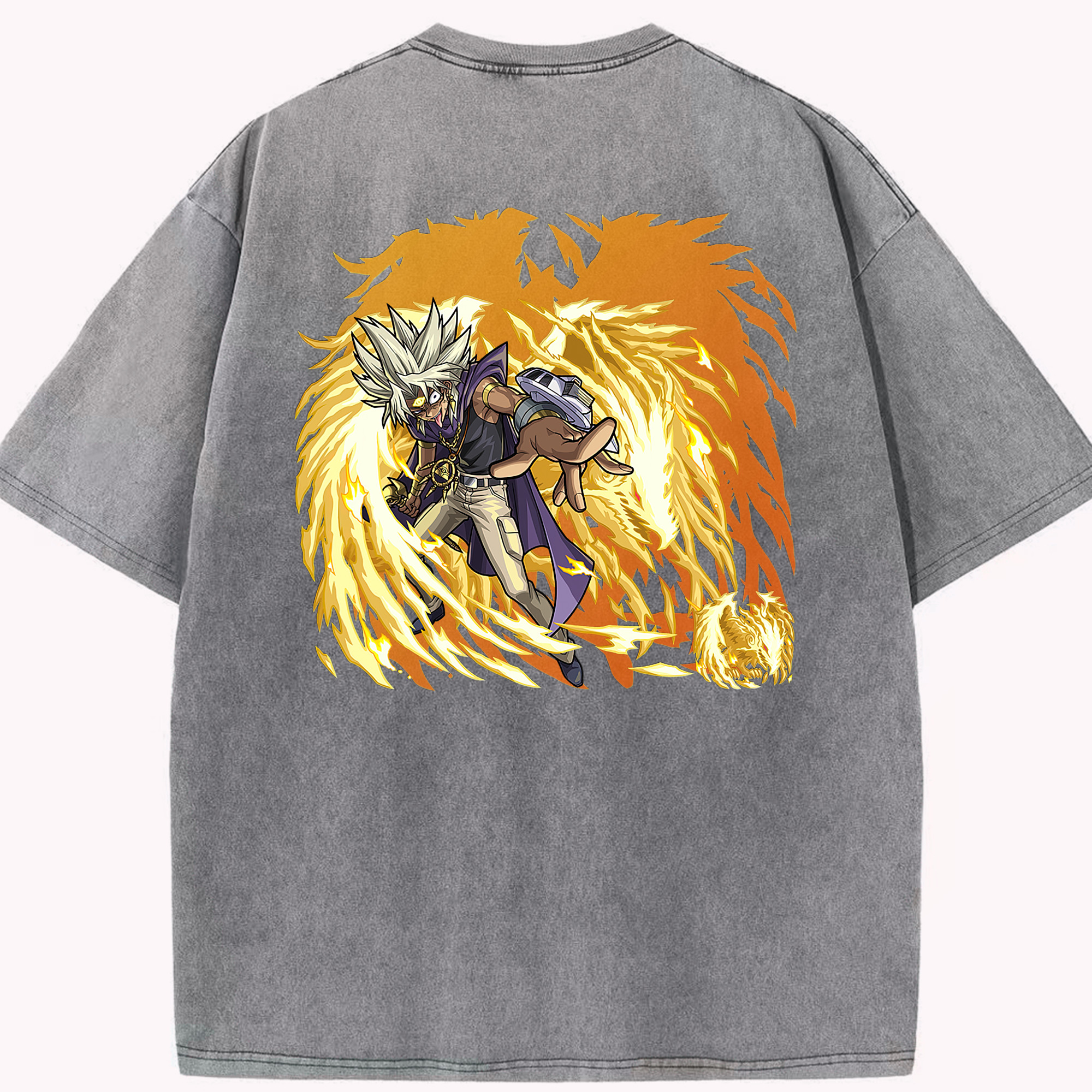 （画像用） 遊☆戯☆王 Yu-Gi-Oh! 綿100% ヴィンテージ風 半袖Tシャツ（背面プリント）