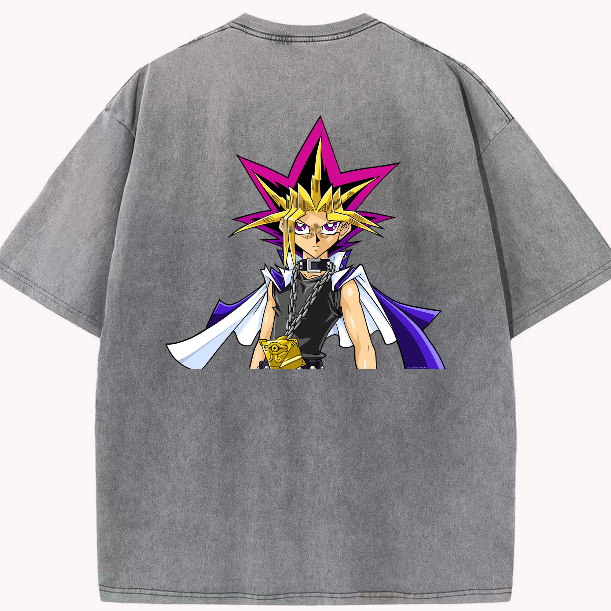 （画像用） 遊☆戯☆王 Yu-Gi-Oh! 綿100% ヴィンテージ風 半袖Tシャツ（背面プリント）