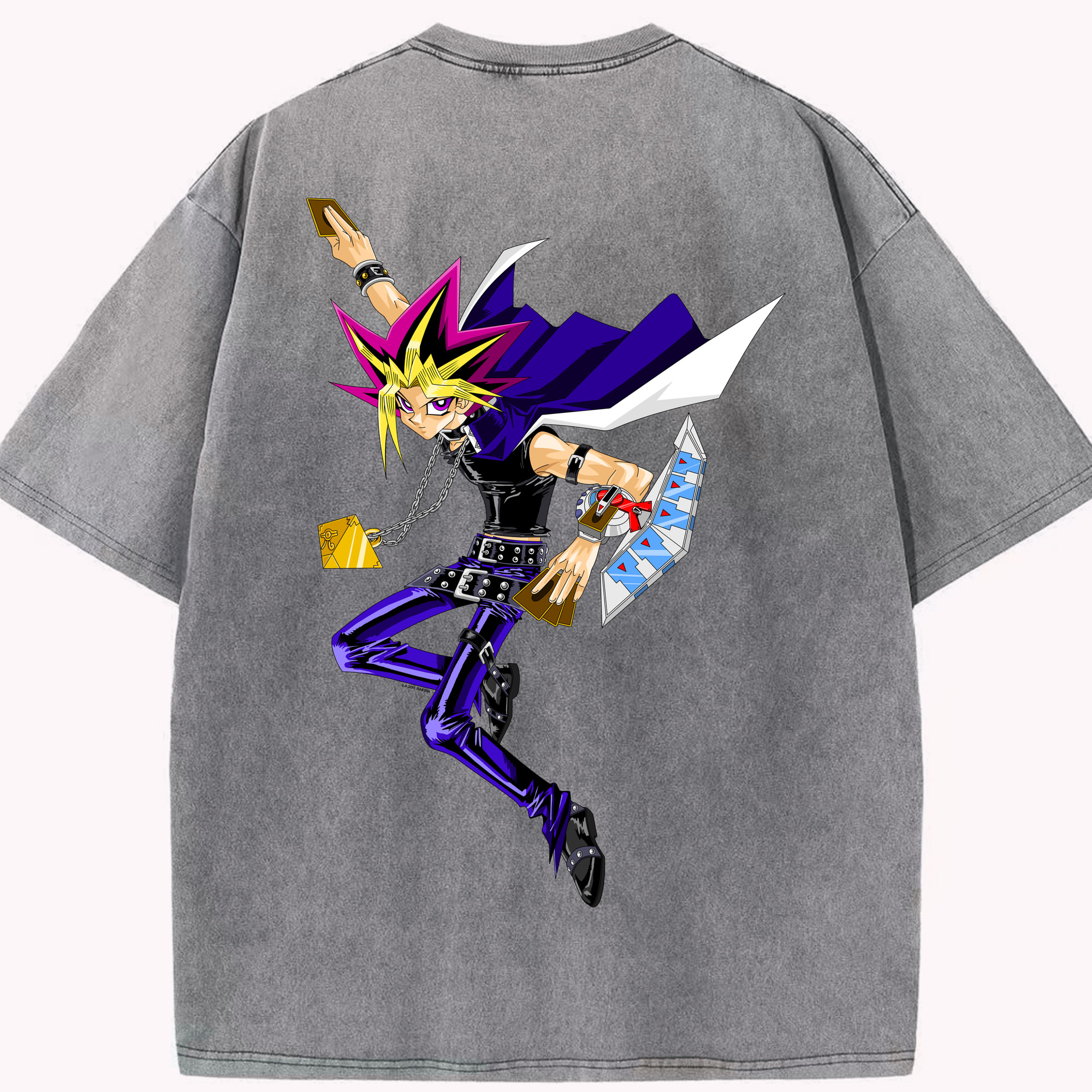 （画像用） 遊☆戯☆王 Yu-Gi-Oh! 綿100% ヴィンテージ風 半袖Tシャツ（背面プリント）