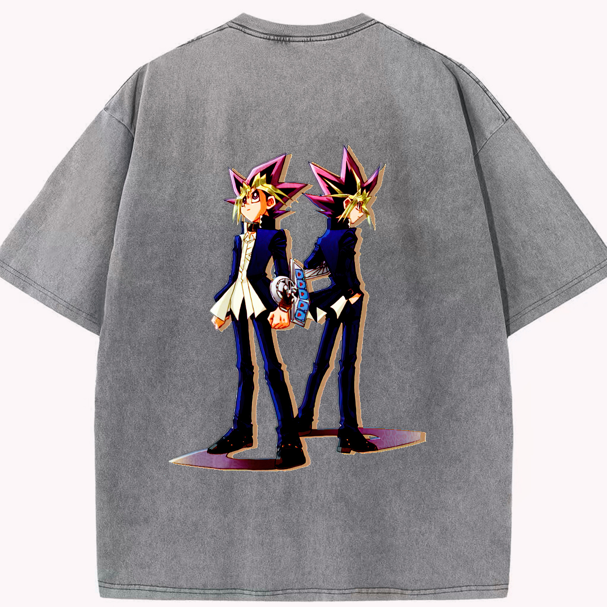 （画像用） 遊☆戯☆王 Yu-Gi-Oh! 綿100% ヴィンテージ風 半袖Tシャツ（背面プリント）