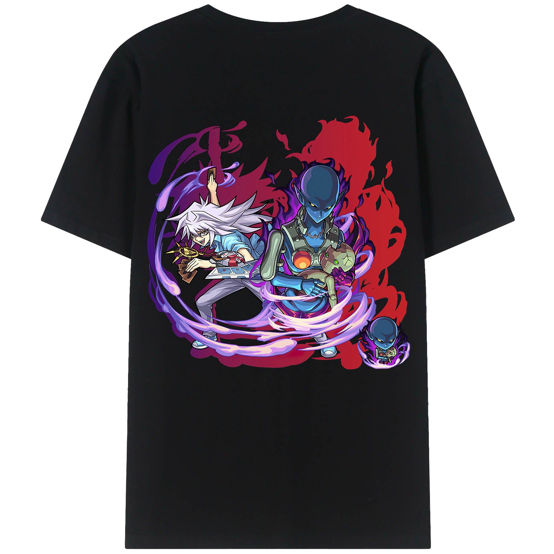 （画像用） 遊☆戯☆王 Yu-Gi-Oh! 綿100％ メンズ半袖Tシャツ（バックプリント） 通気性